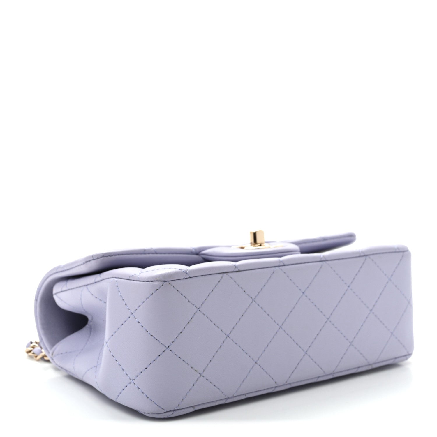 Lambskin Quilted Mini Top Handle Rectangular Flap Light Purple