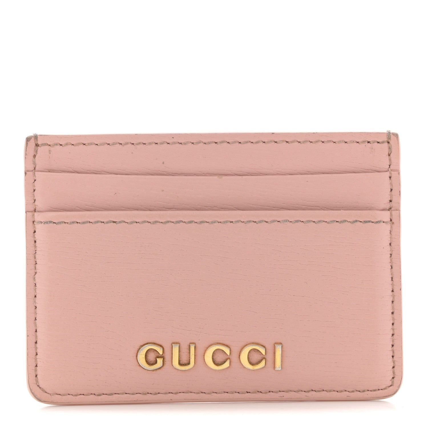 Calfskin Script Card Holder Light Pink