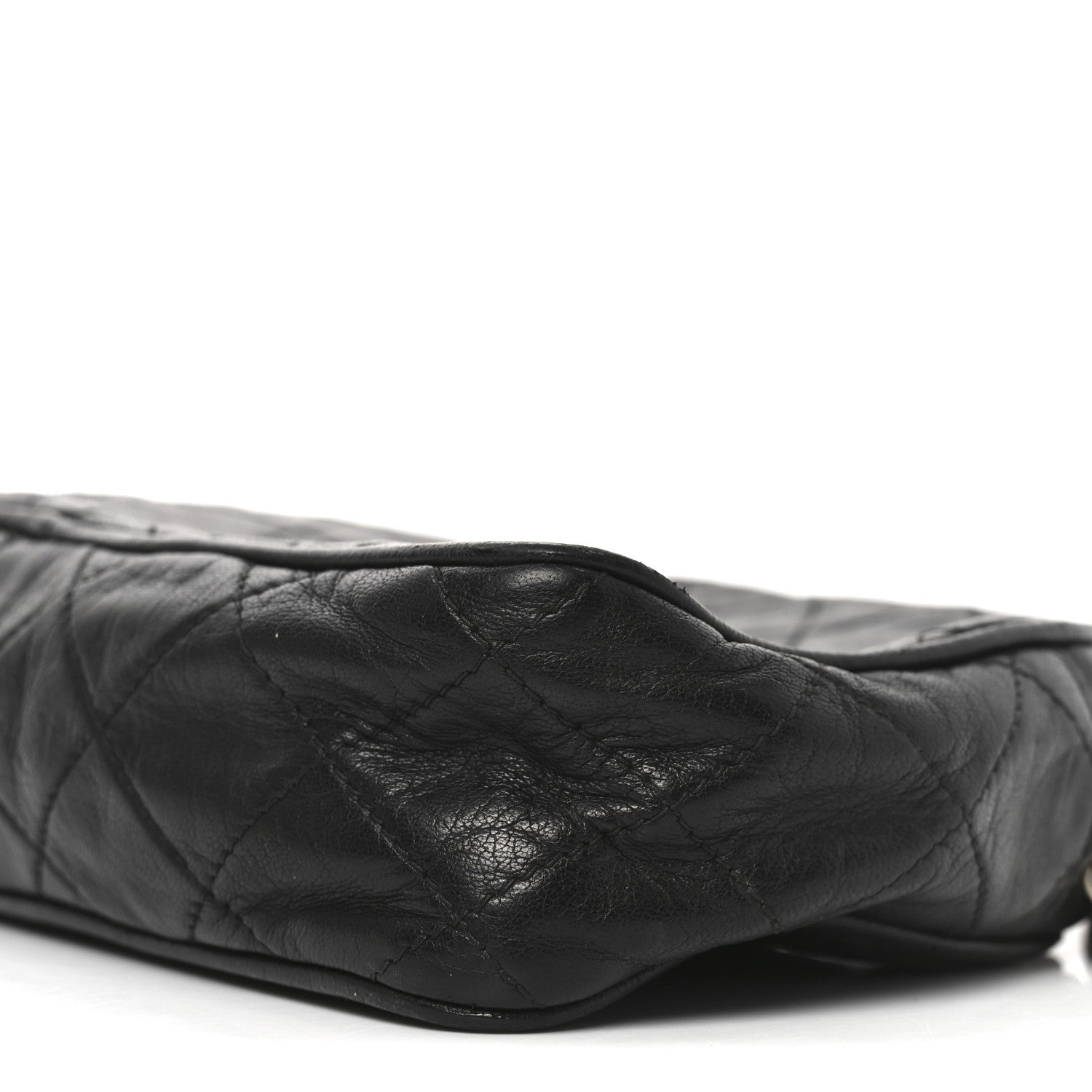 Lambskin Quilted Tassel Camera Case Black