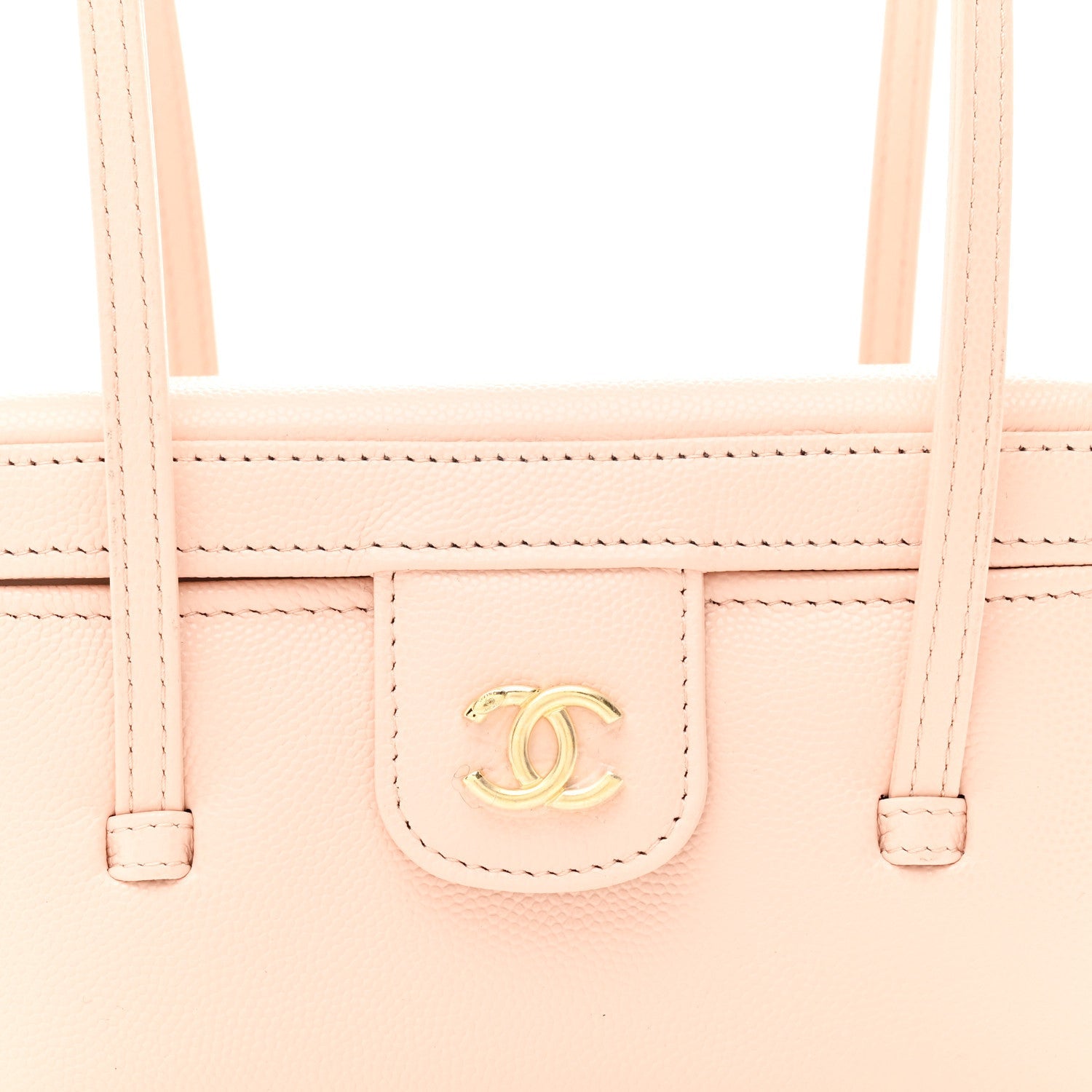 Shiny Caviar Preppy Coco Long Vanity With Strap  Light Pink
