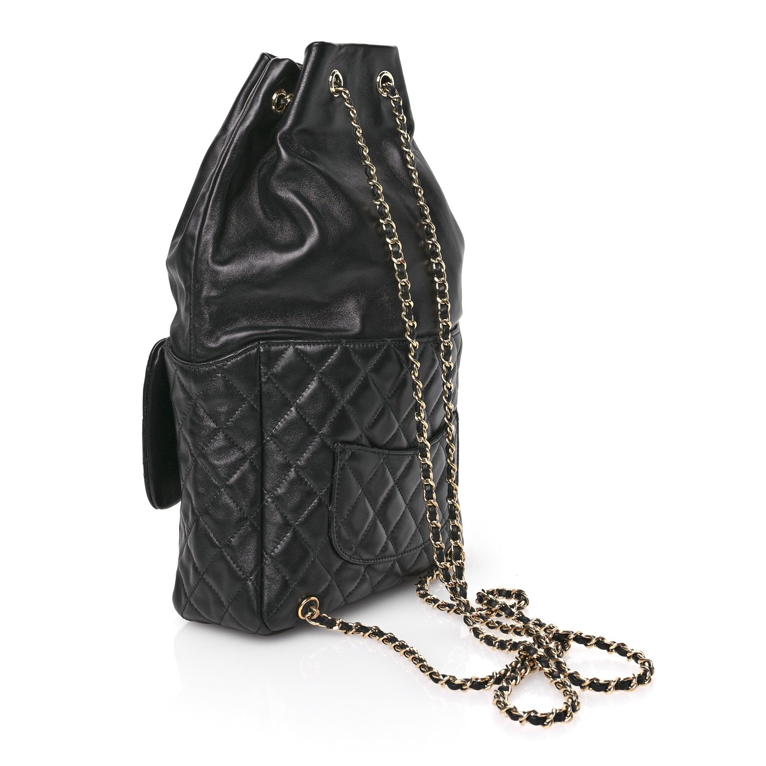 Lambskin Quilted Large In Seoul Backpack Black