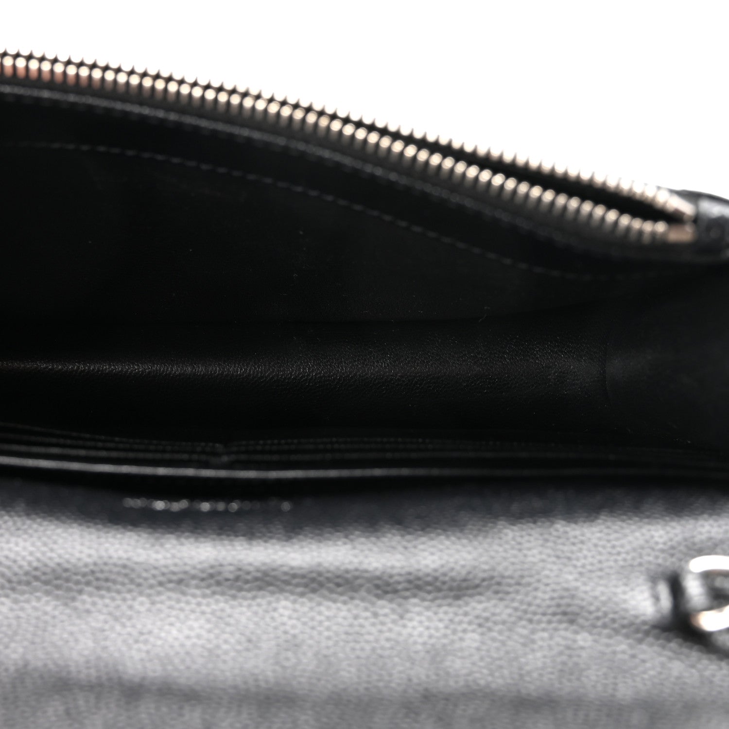 Grain De Poudre Matelasse Chevron Monogram Envelope Chain Wallet Black