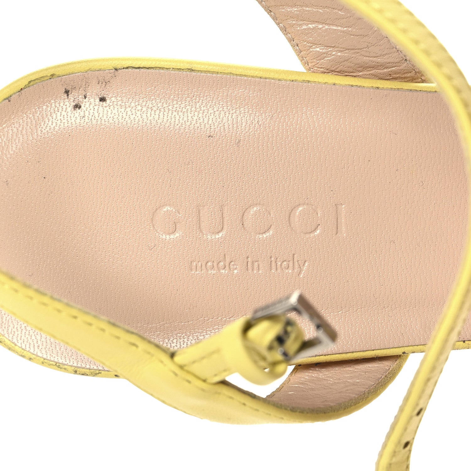 Lifford Calfskin GG Marmont Ankle Wrap 75mm Sandals 35.5 Banana