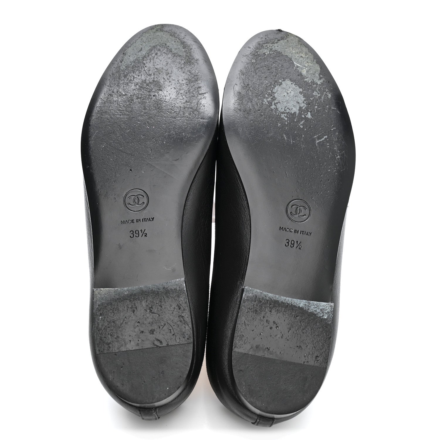 Lambskin Patent Cap Toe Ballerina Flats 39.5 Black