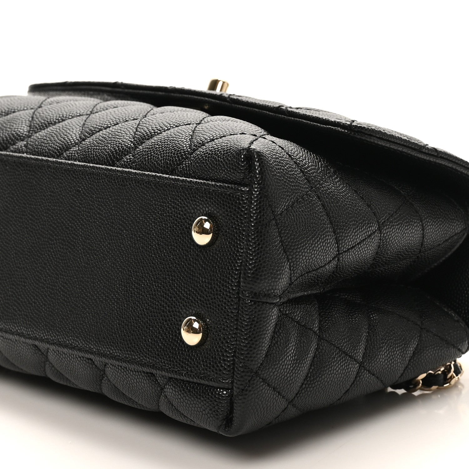 Caviar Quilted Mini Coco Handle Flap Black