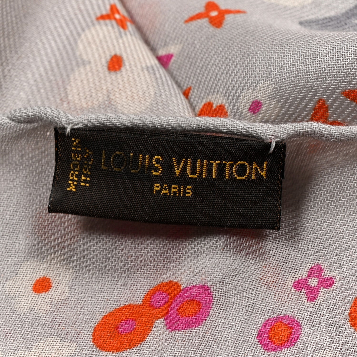 Cashmere Silk Wool Floral Stole Grey