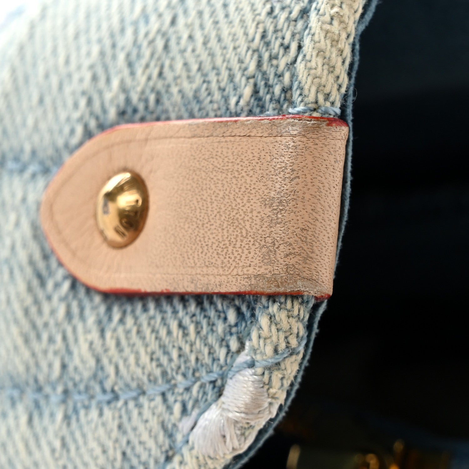 Embroidered Monogram Denim New Wave Chain Pochette Blue