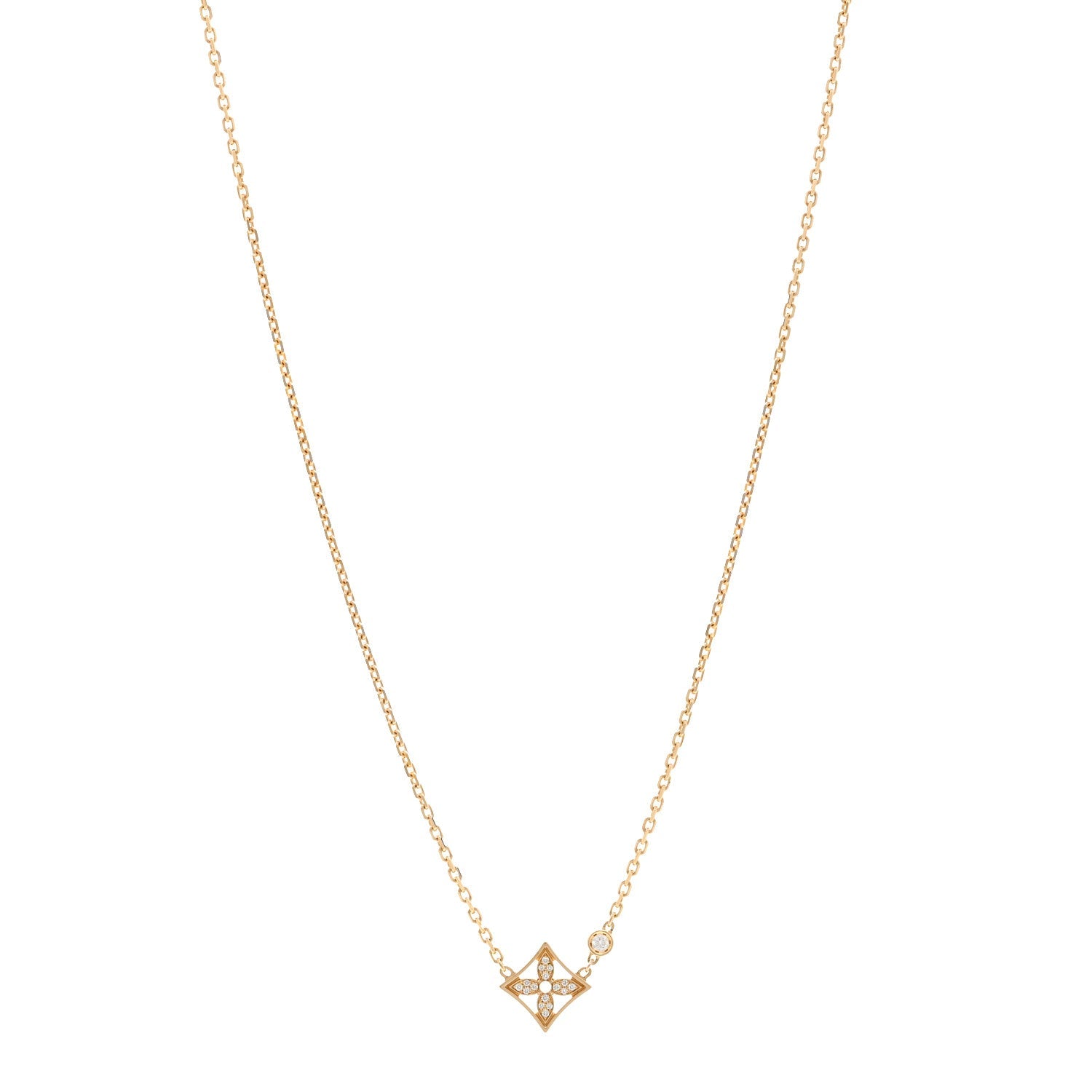 18K Yellow Gold Diamond Idylle Blossom Pendant Pave Necklace