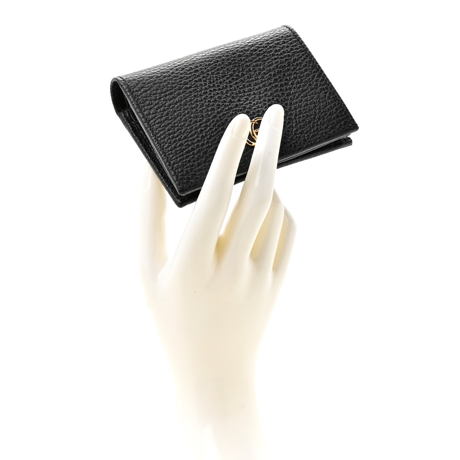 Pebbled Calfskin GG Marmont Card Case Black