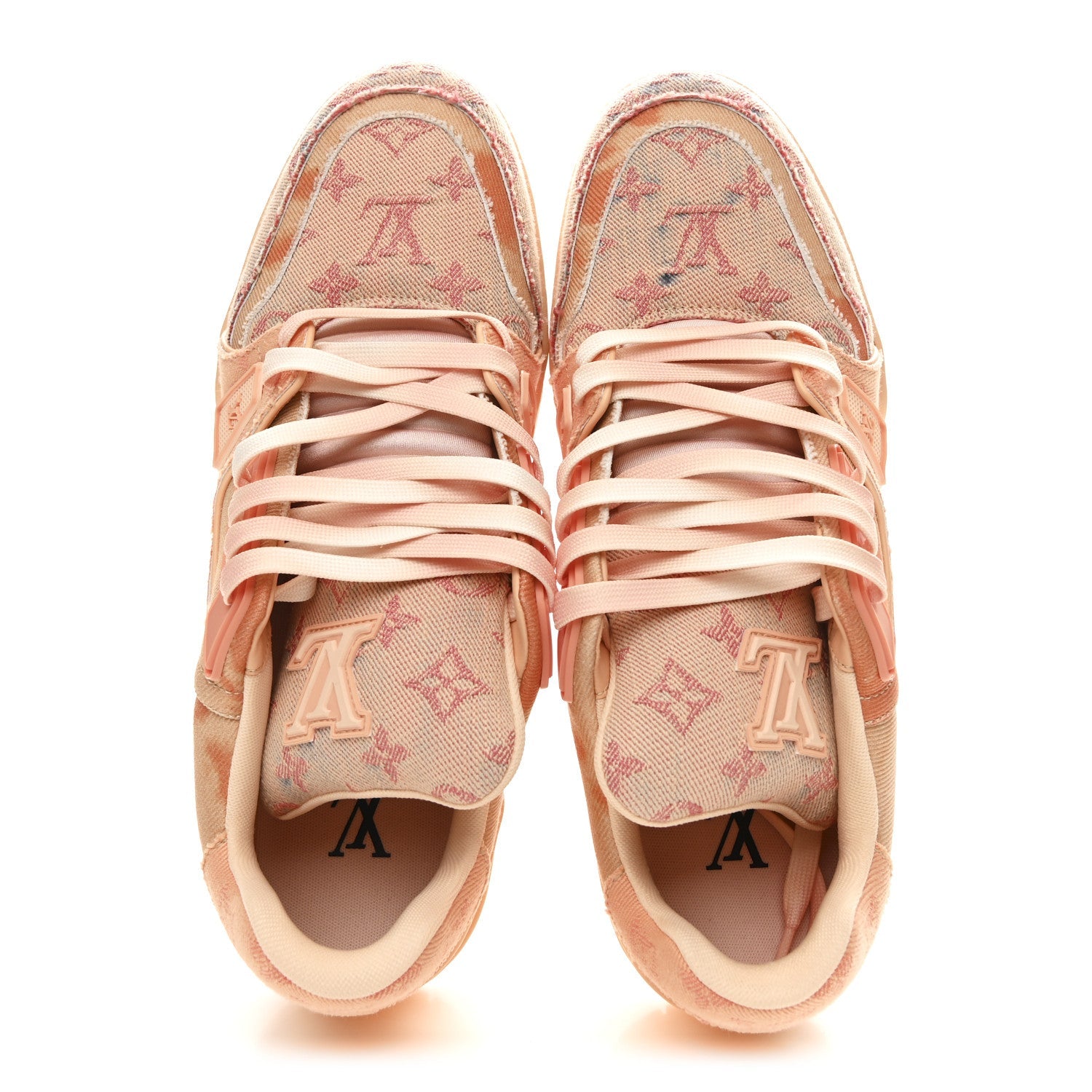 Monogram Denim Mens LV Trainer Sneakers 8 Orange