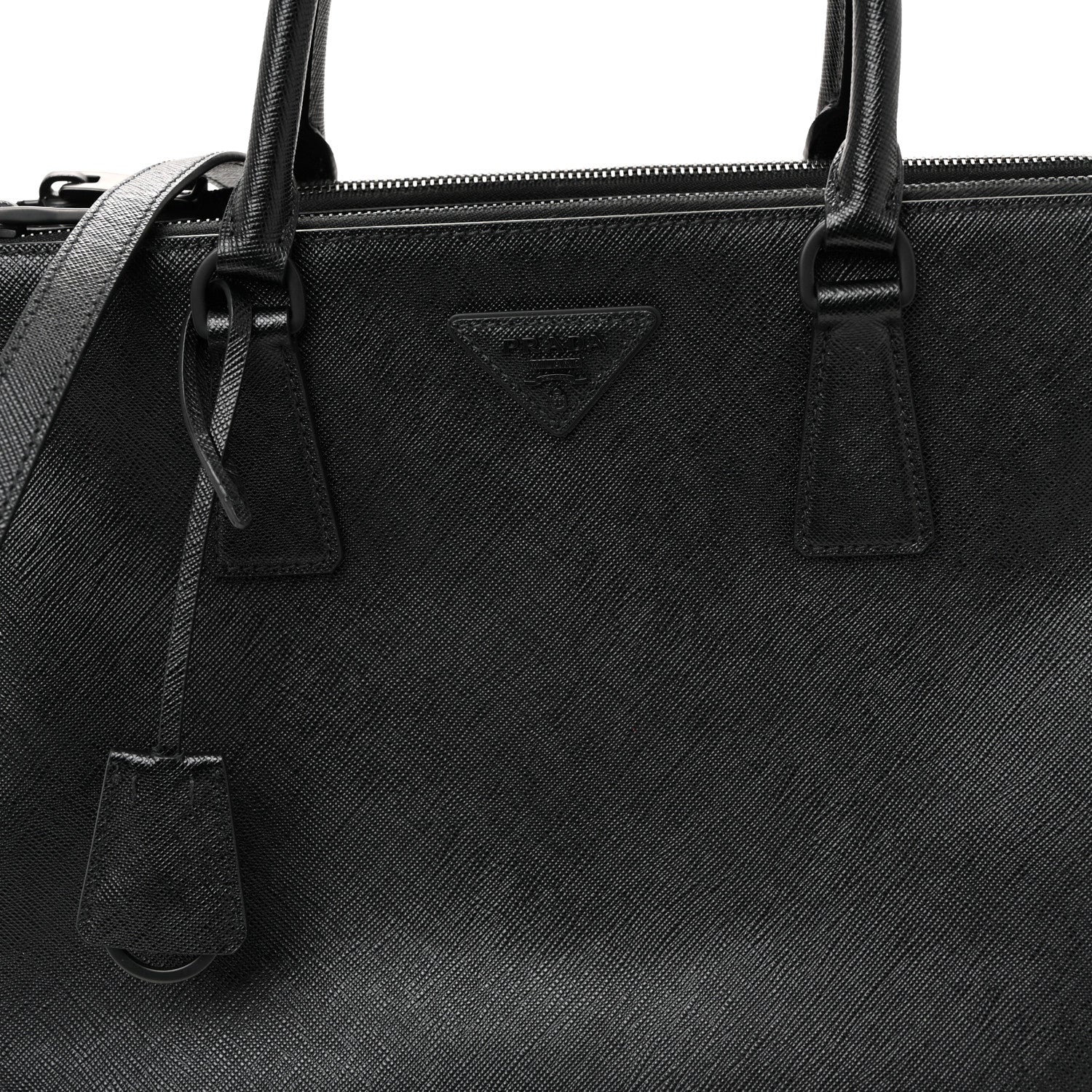 Saffiano Lux Monochrome Large Galleria Double Zip Tote Black