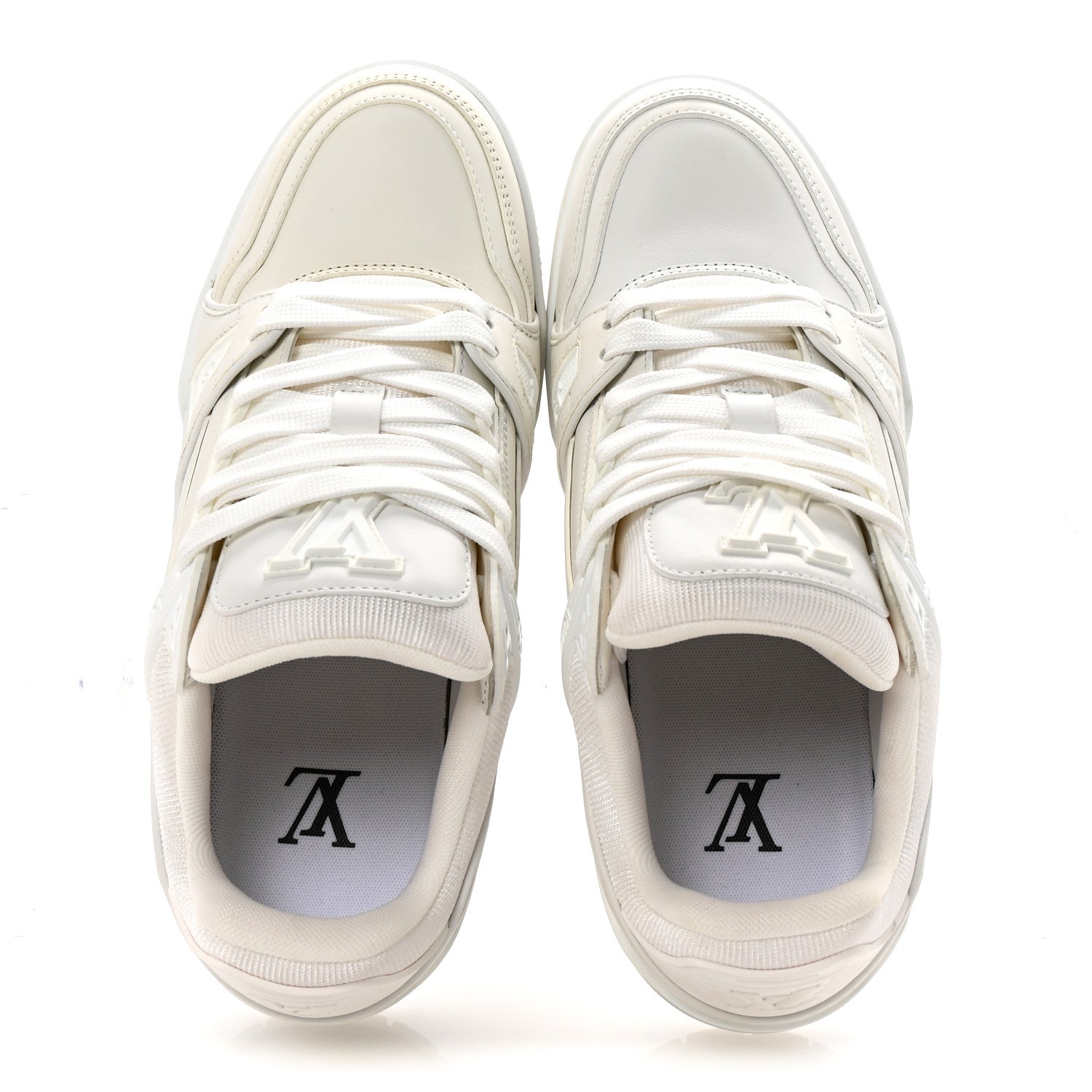 Calfskin Womens LV Trainer Sneakers 37.5 White