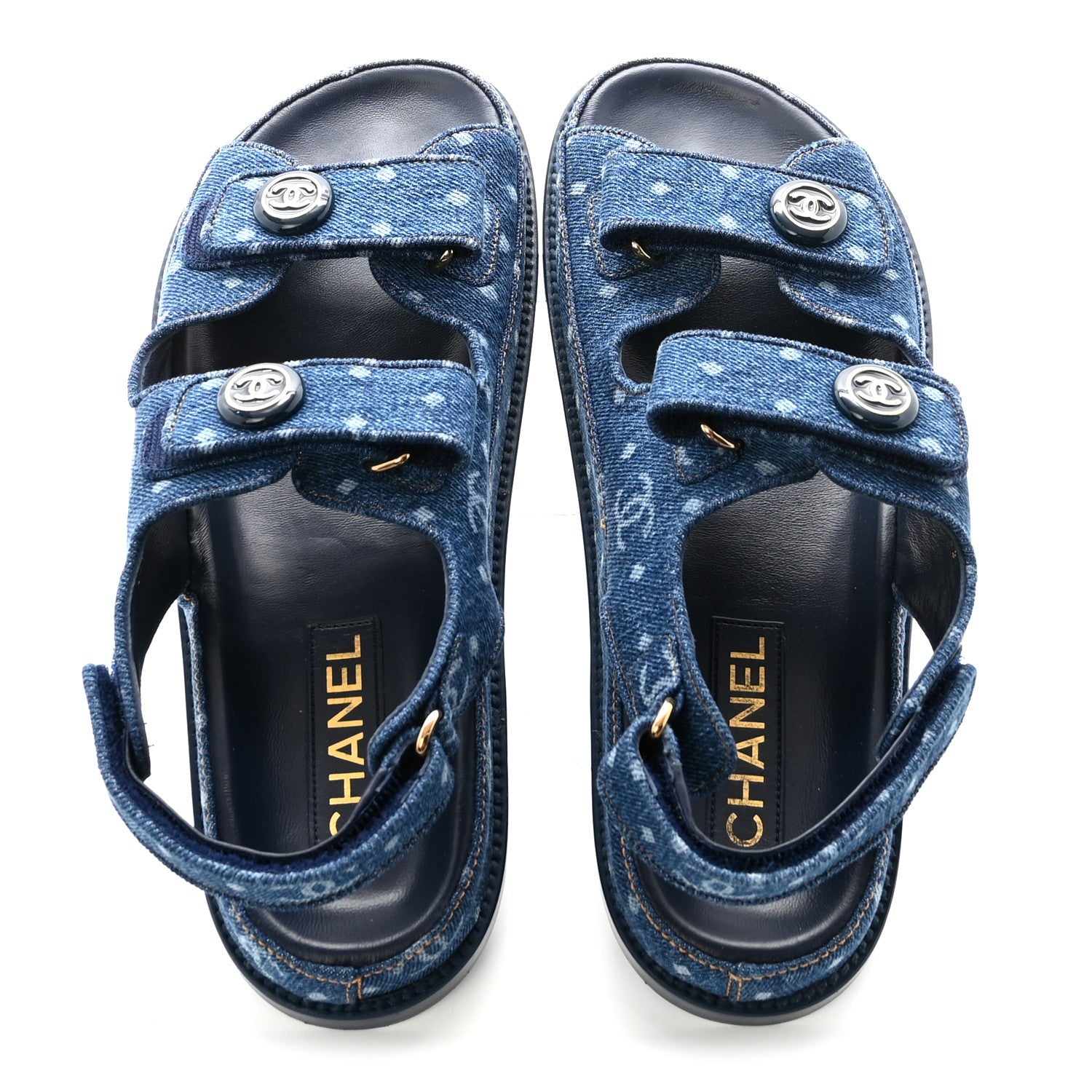 Printed Denim CC Dad Sandals 40 Dark Blue