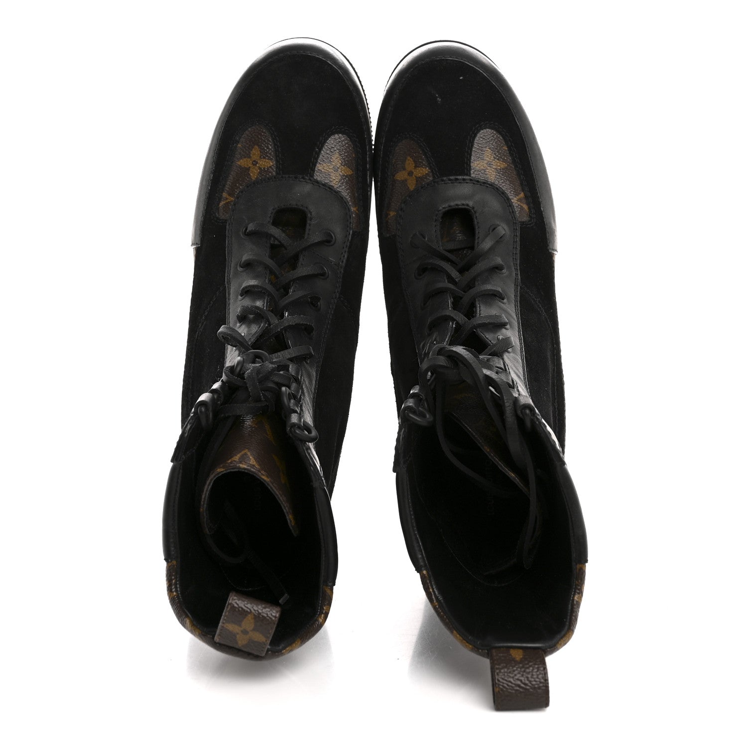 Suede Calfskin Monogram Laureate Platform Desert Boots 41 Black