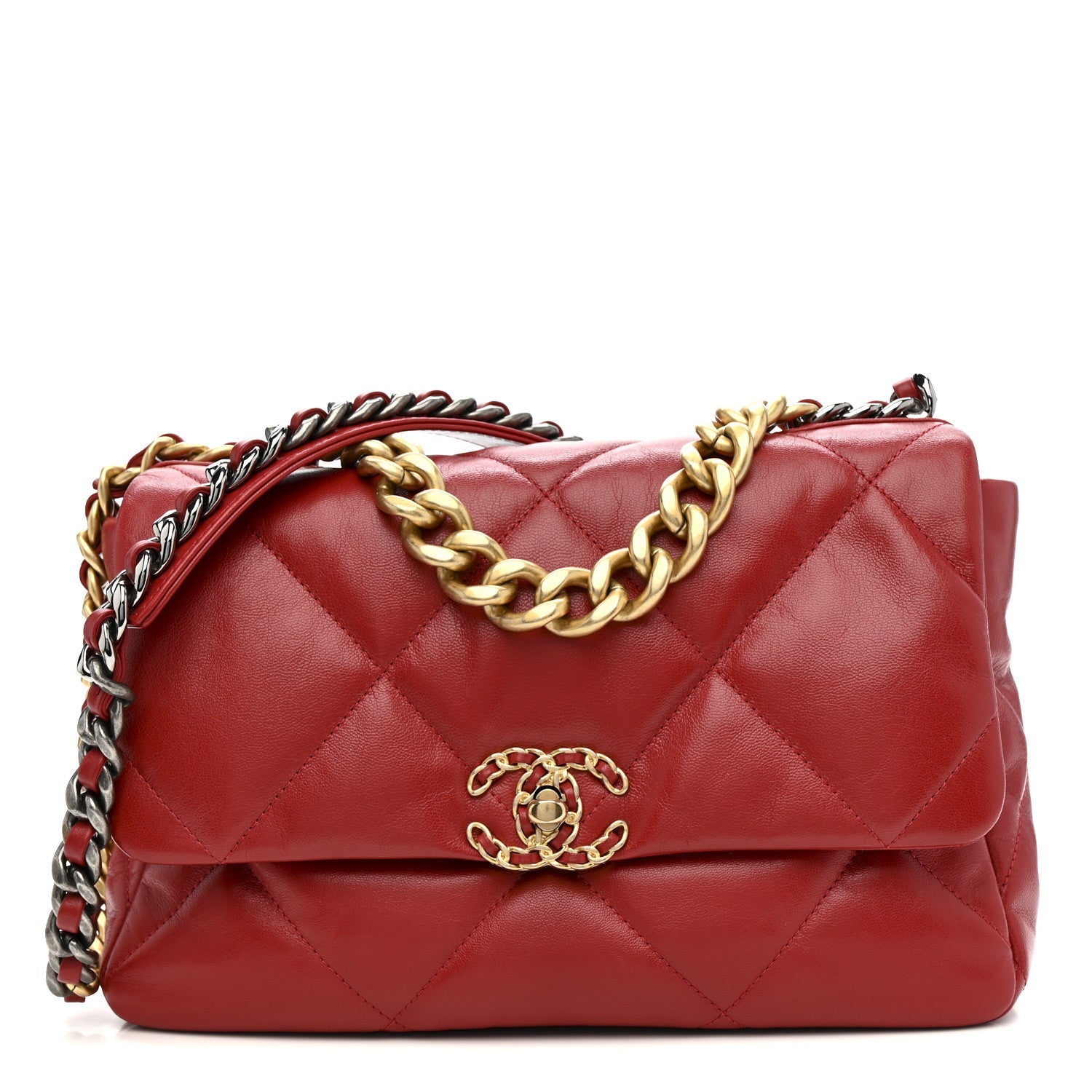 Goatskin Quilted Large Chanel 19 Flap Red