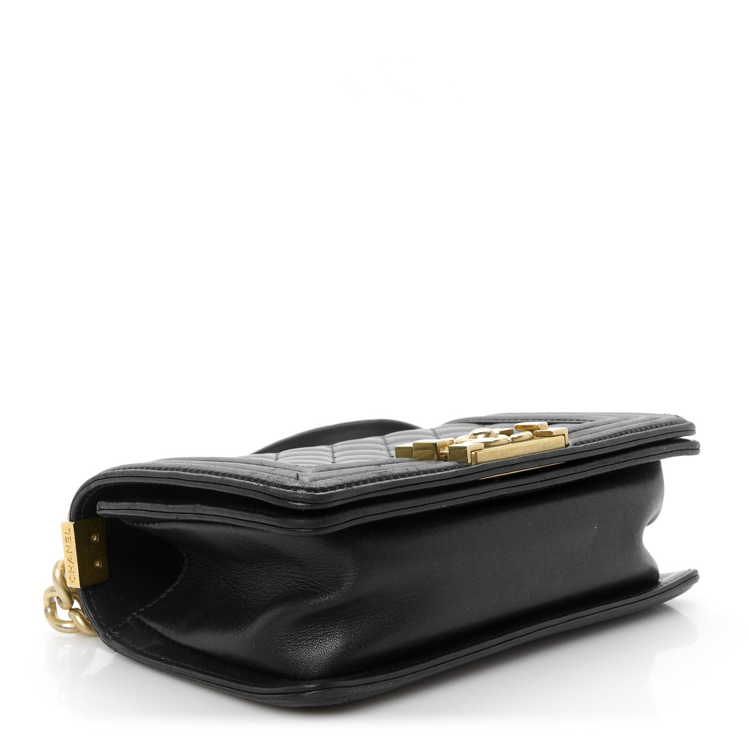 Lambskin Quilted Small Boy Flap Black
