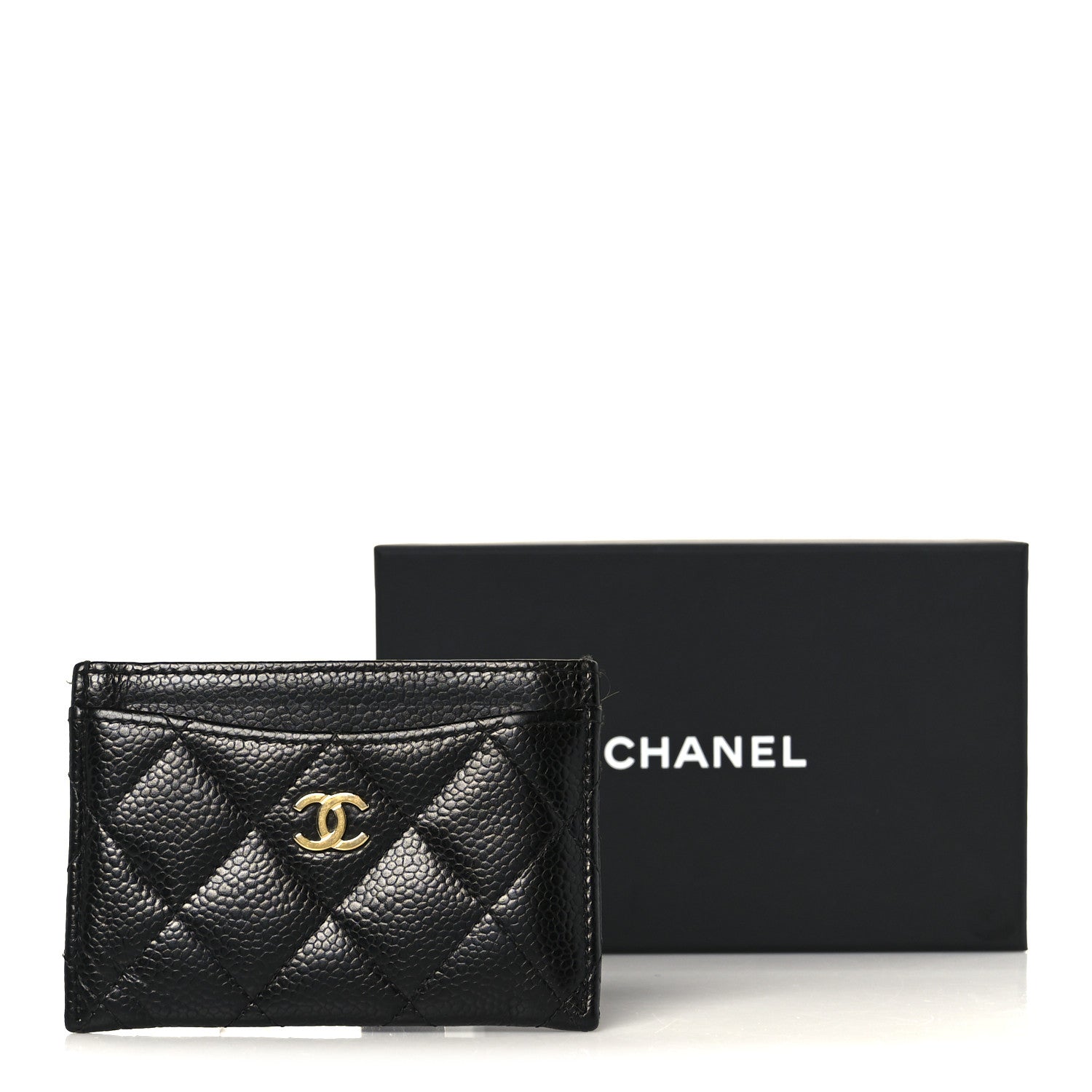 Caviar Quilted Card Holder Black