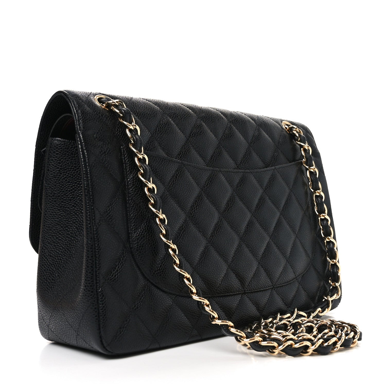 Caviar Quilted Jumbo Double Flap Black