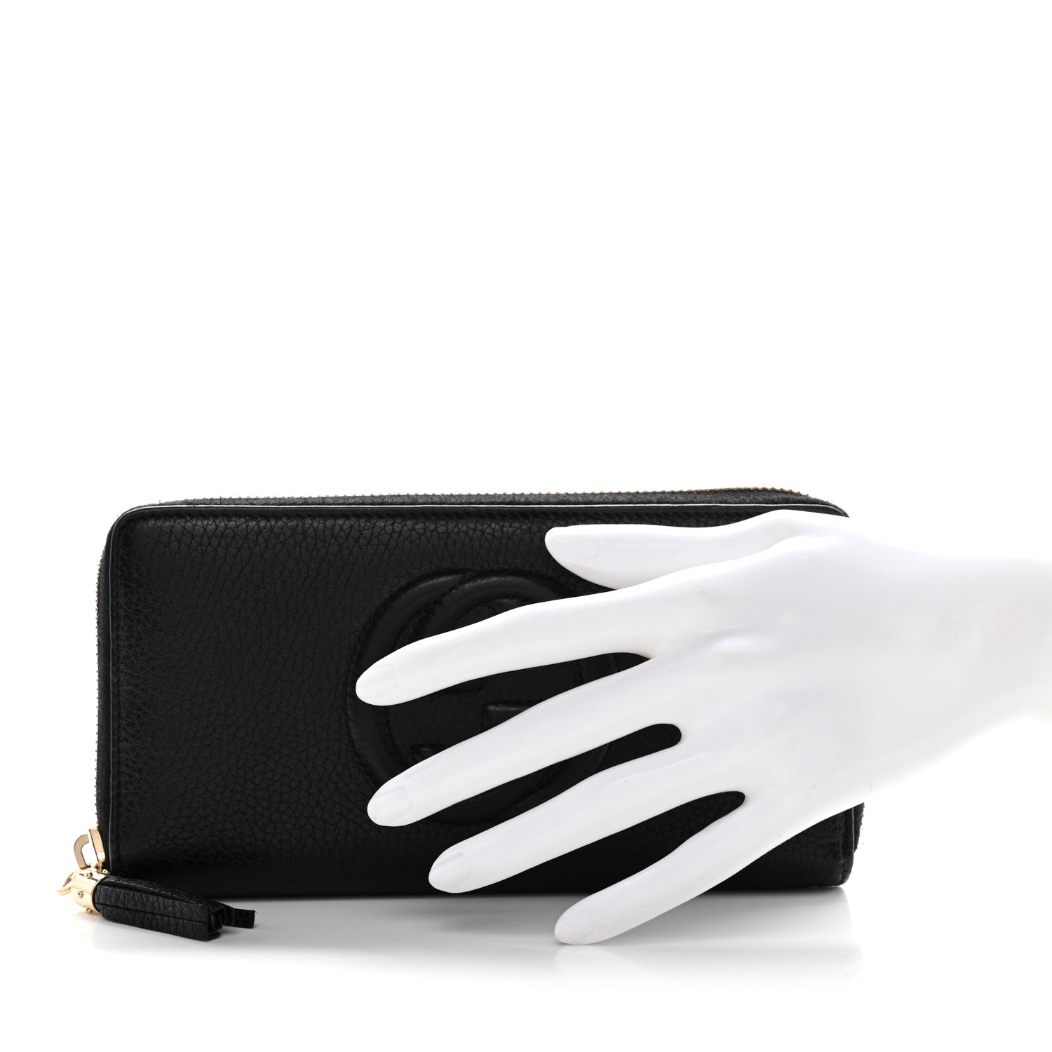 Pebbled Calfskin Soho Zip Around Wallet Black