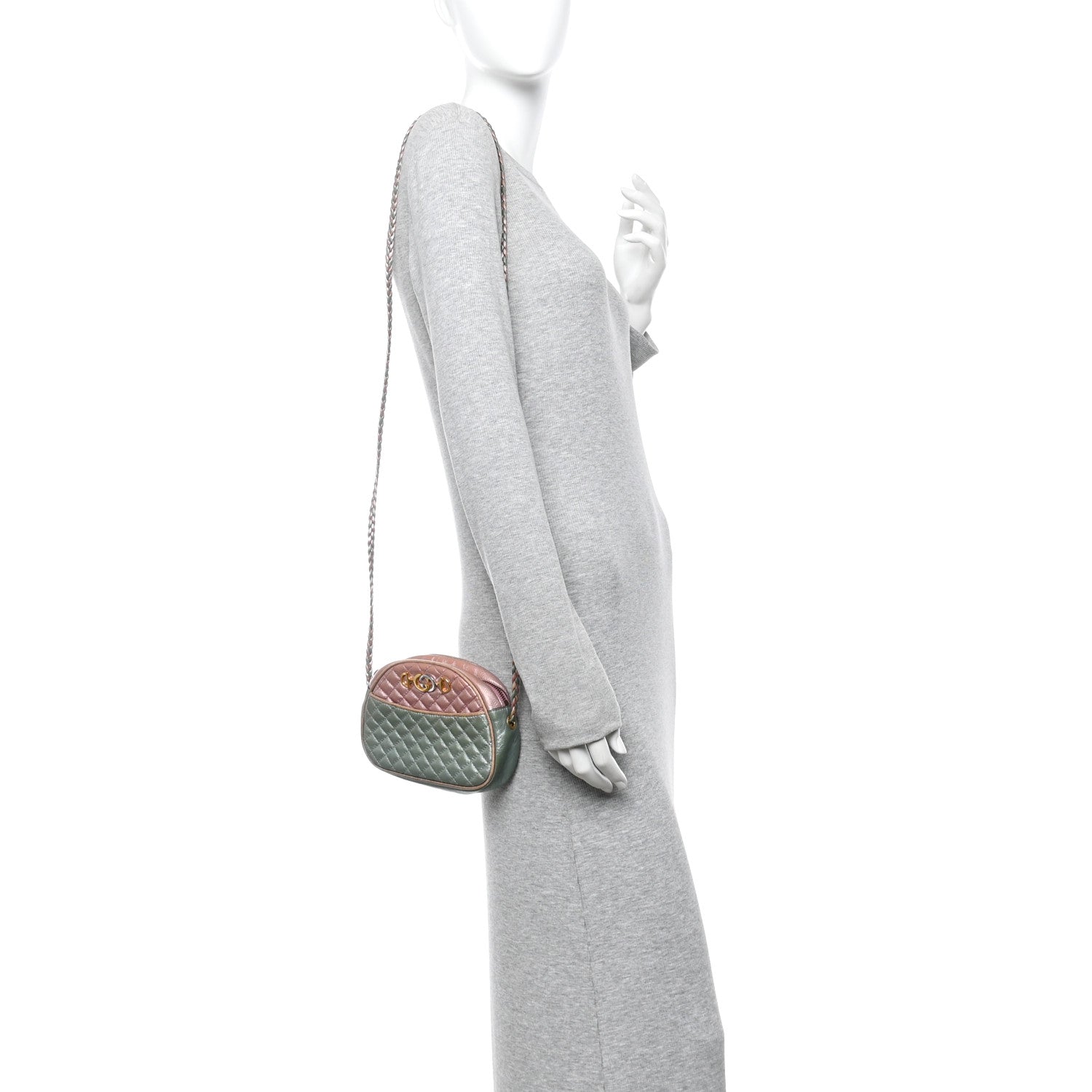 Laminated Nappa Trapuntata Mini Zumi Dome Shoulder Bag Rosa Lago Rame