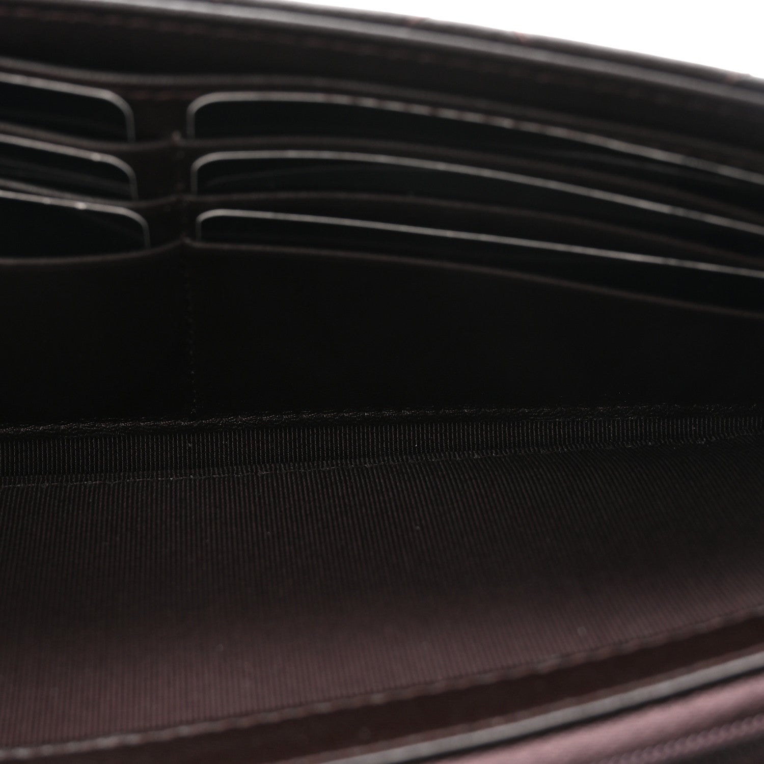 Lambskin Quilted Large Gusset Flap Wallet Dark Brown