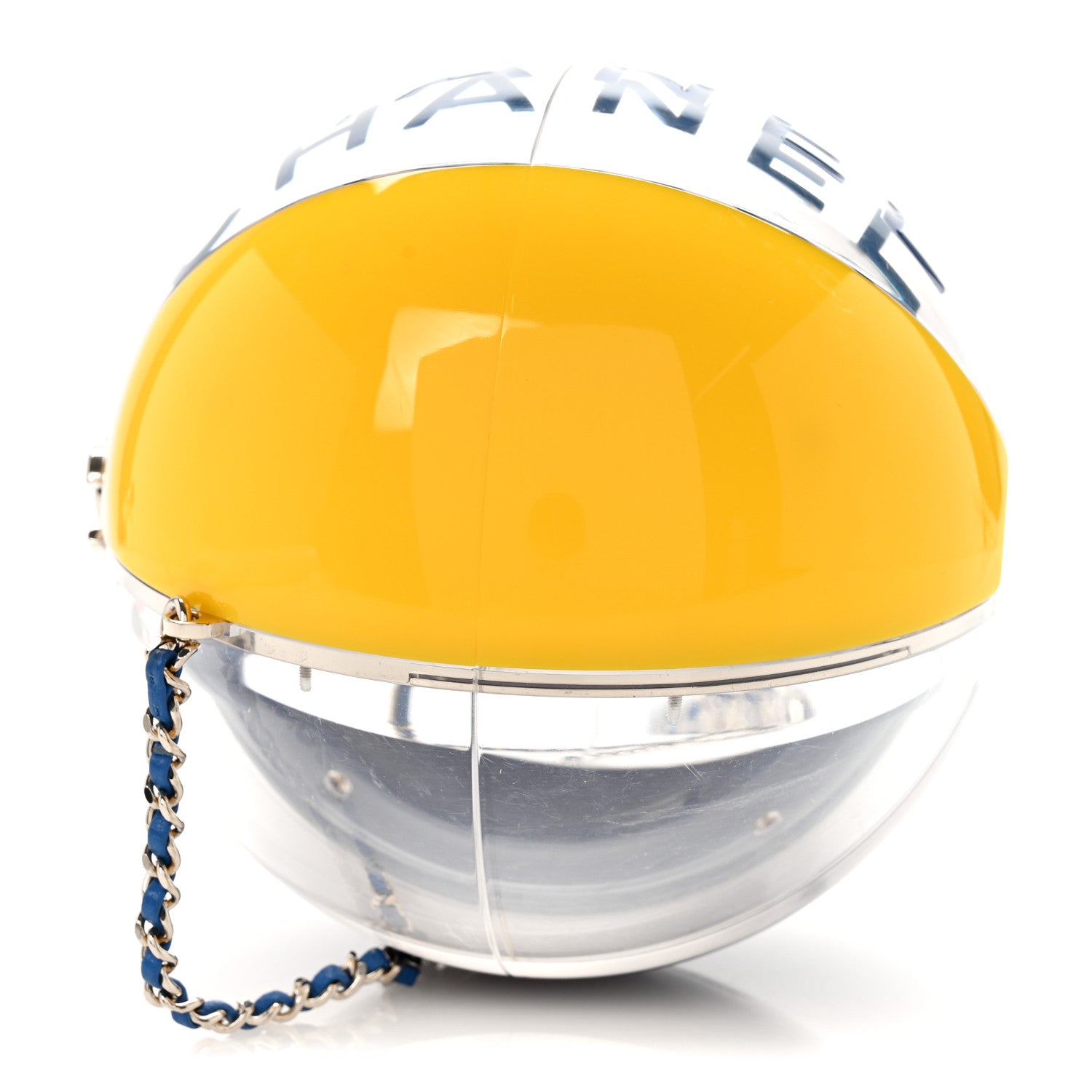 Plexiglass Coco Beach Ball Minaudiere Clutch Yellow White Blue