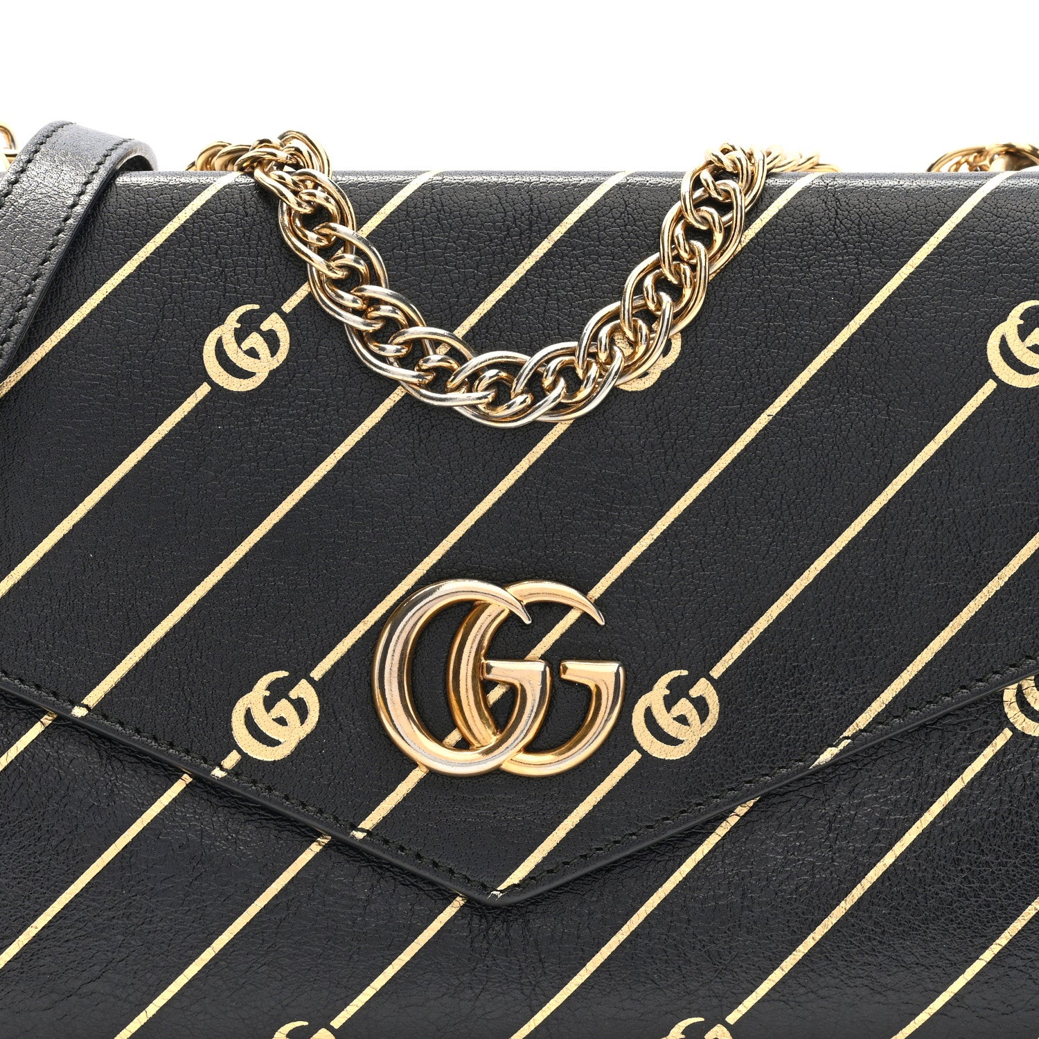 Calfskin Diagonal GG Medium Thiara Double Envelope Shoulder Bag Black White