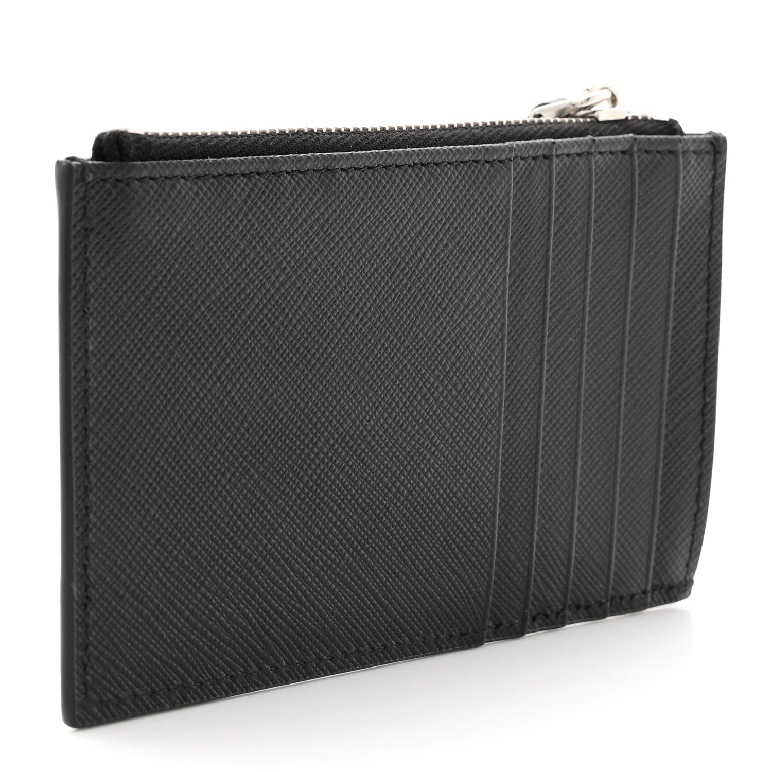 Saffiano Triangle Zip Card Case Black