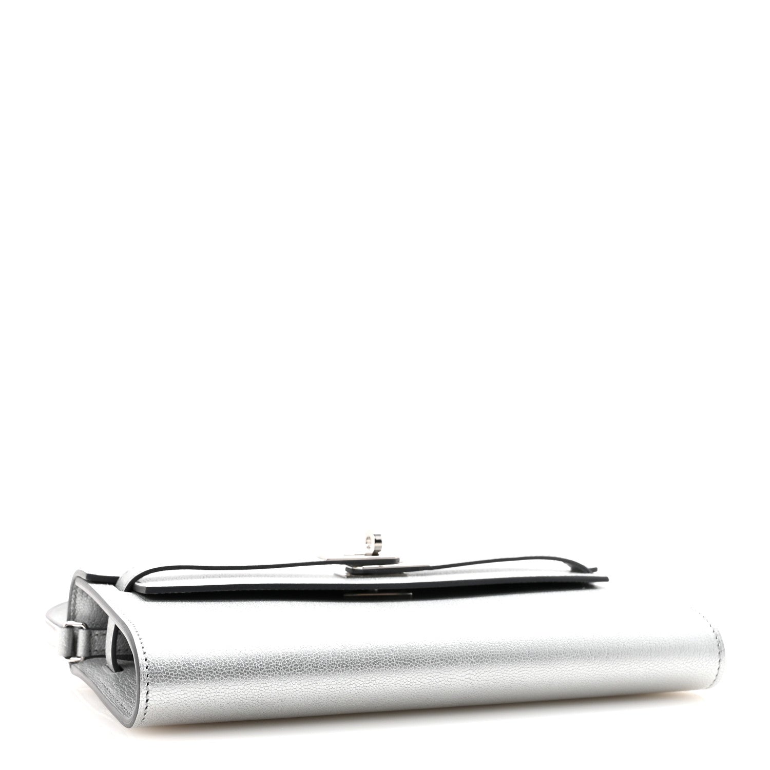 Metallic Chevre Chamkilight Kelly Wallet To Go Argent
