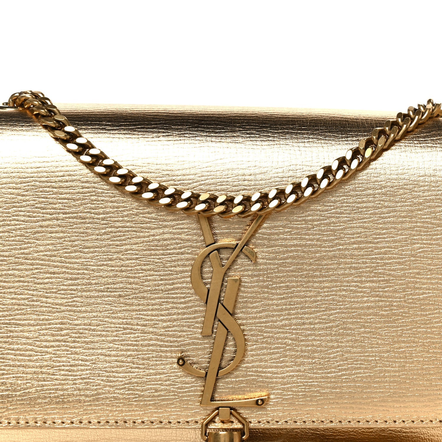 Metallic Calfskin Small Classic Monogram Kate Tassel Satchel Gold