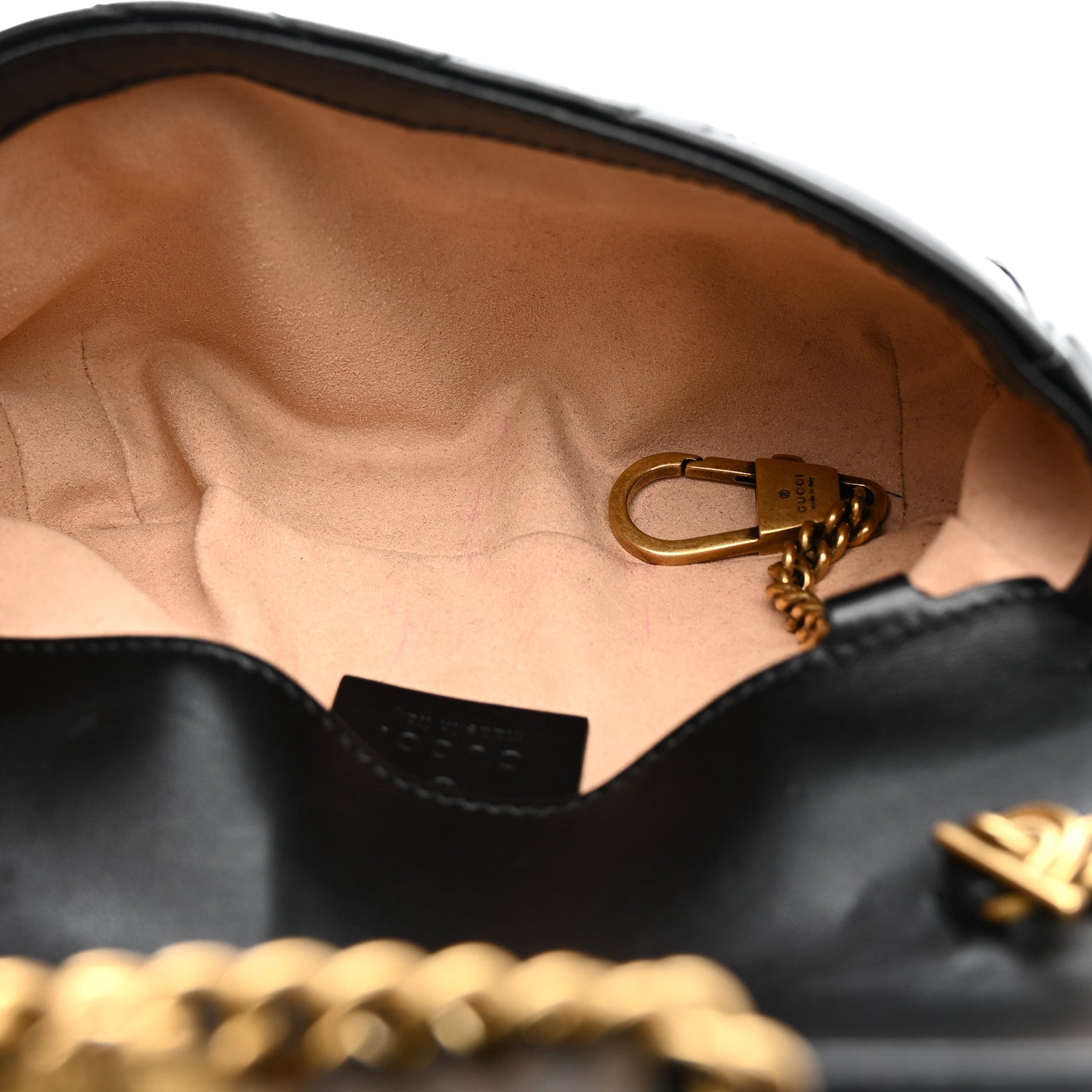 Calfskin Matelasse Super Mini GG Marmont Shoulder Bag Black