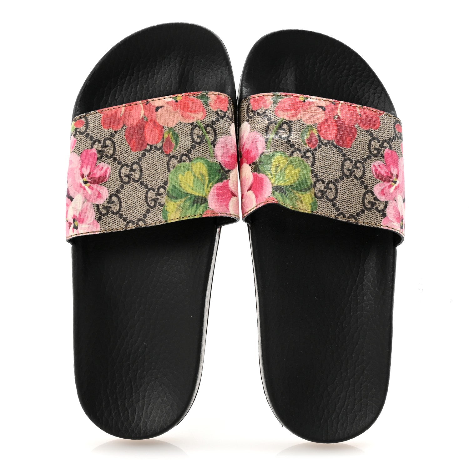 GG Supreme Monogram Blooms Slide Sandals 36 Beige Multicolor