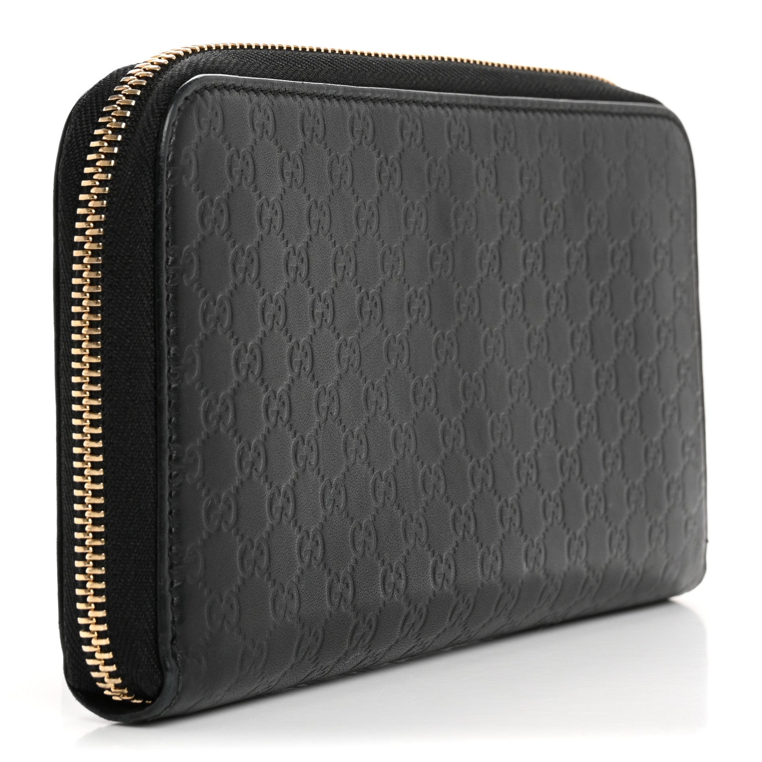 Microguccissima Zip Around Wallet Black