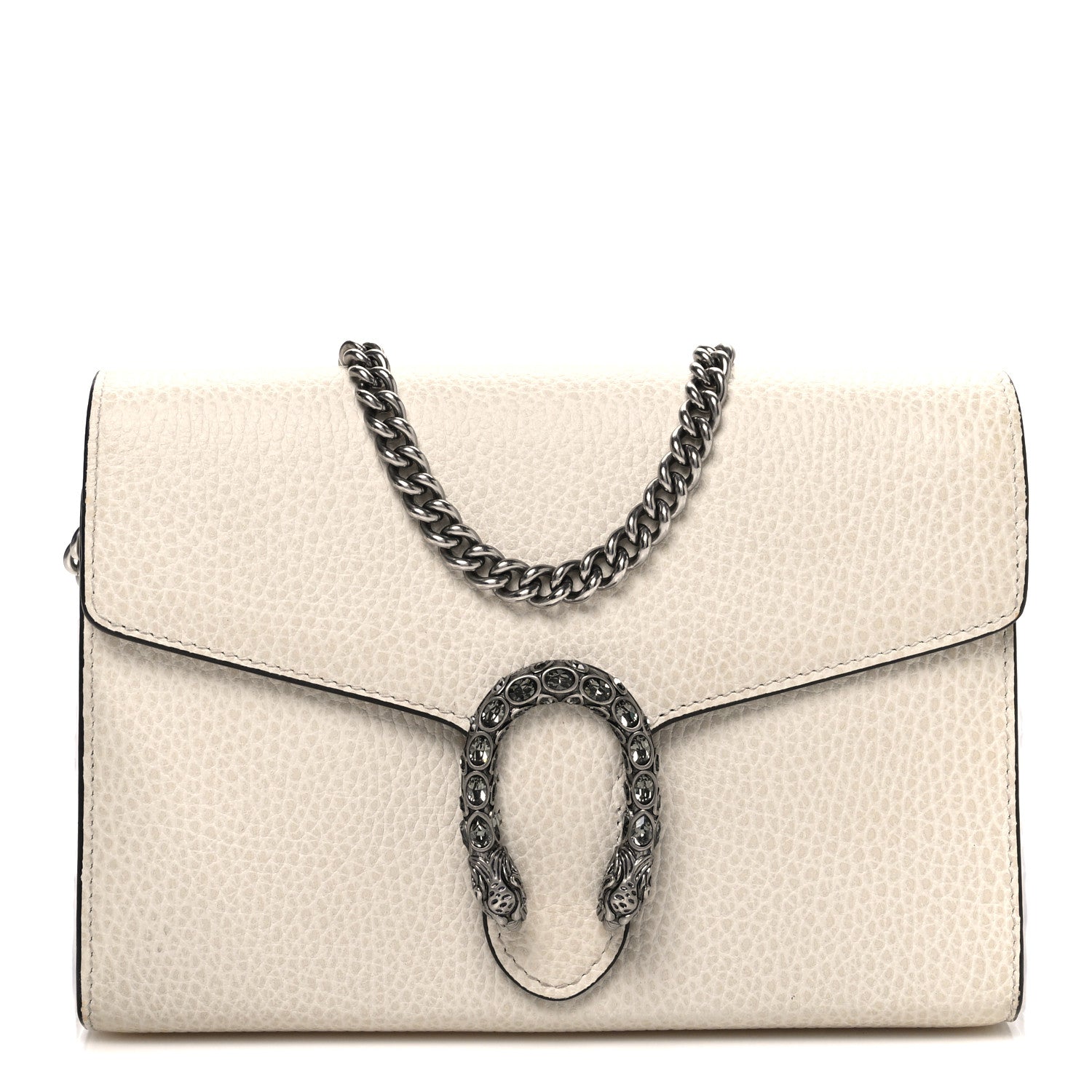 Dollar Calfskin Mini Dionysus Chain Wallet Mystic White