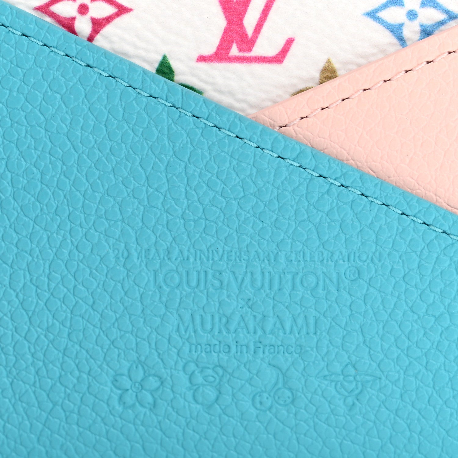 LV X TM Monogram Multicolor Criss-Cross Card Holder Kabira Blue Rose