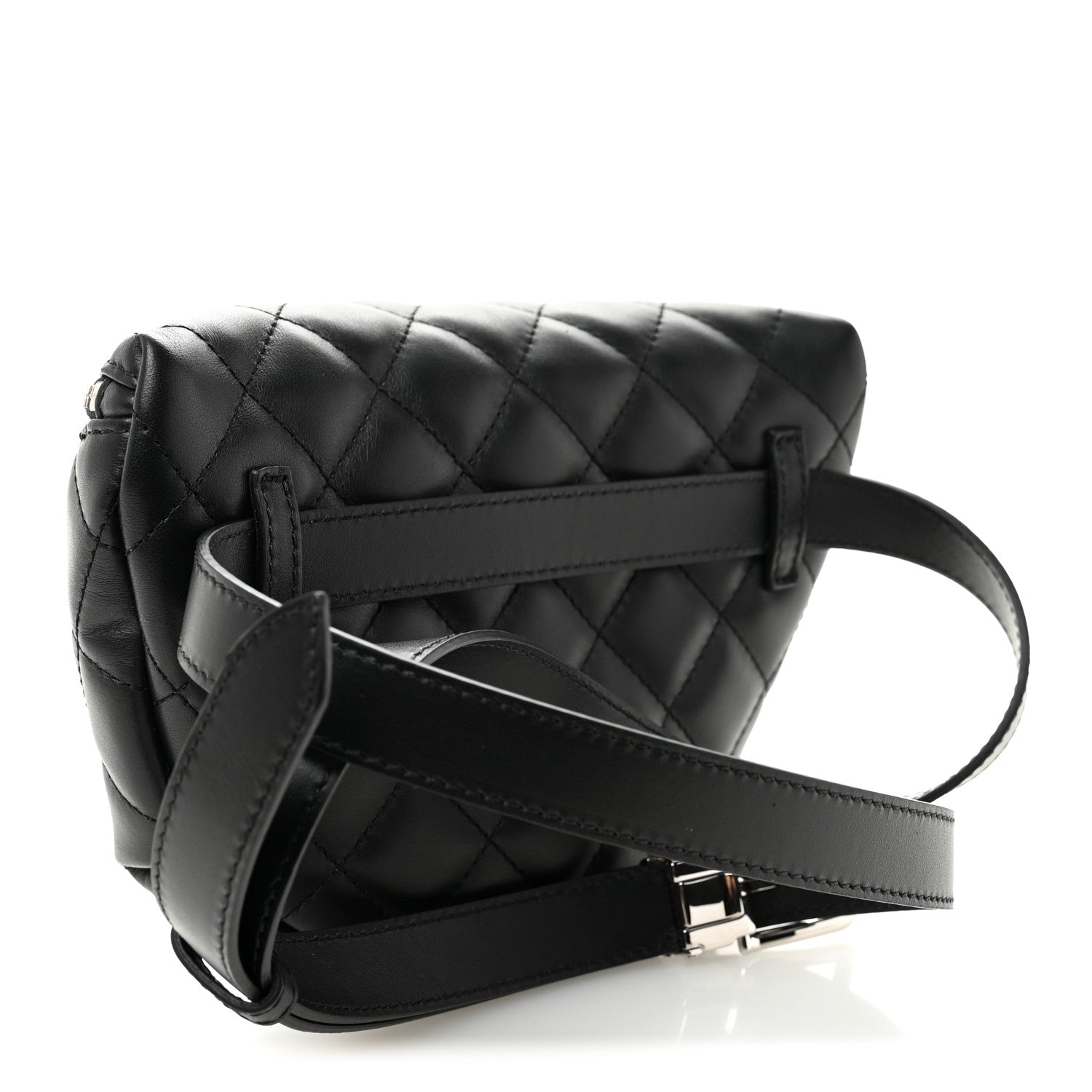 Calfskin Quilted Waist Belt Bag Black