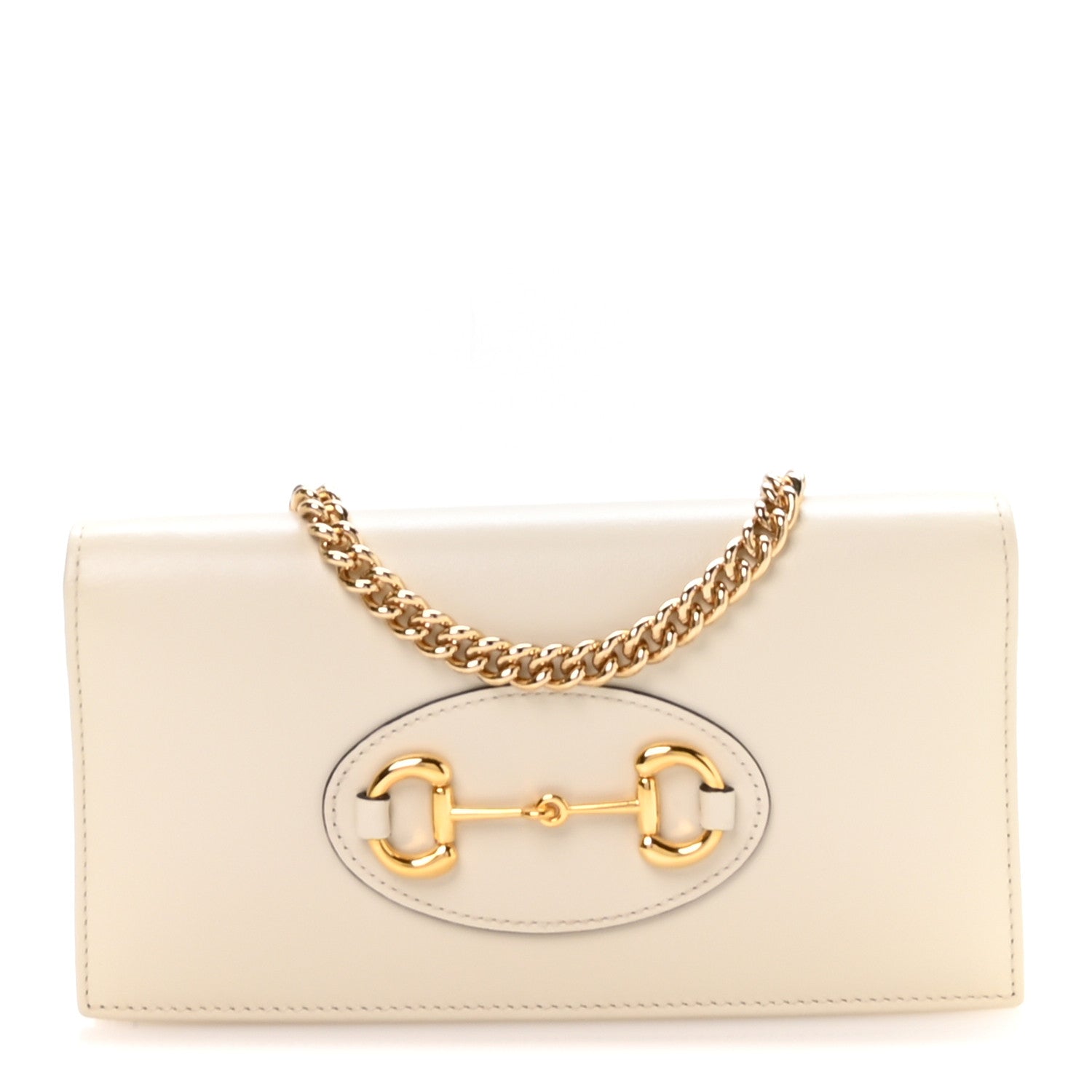 Boarded Plutone Calfskin Horsebit 1955 Wallet On Chain Mystic White