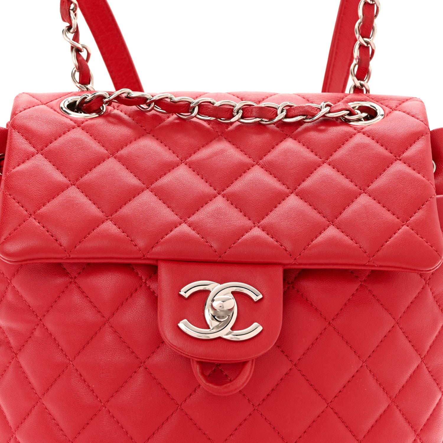 Lambskin Quilted Small Urban Spirit Backpack Red