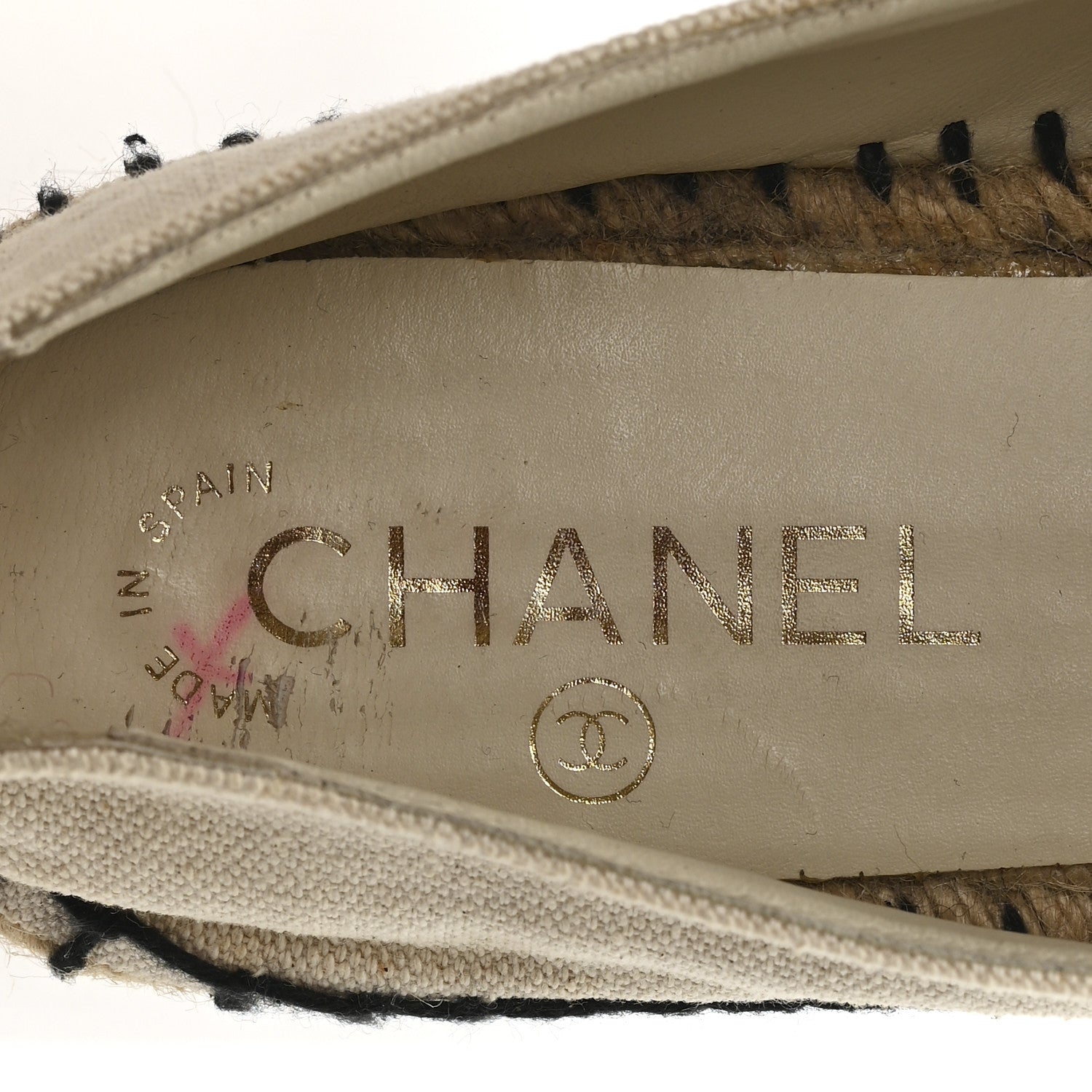 Fabric Biarritz CC Espadrilles 38 Beige Black