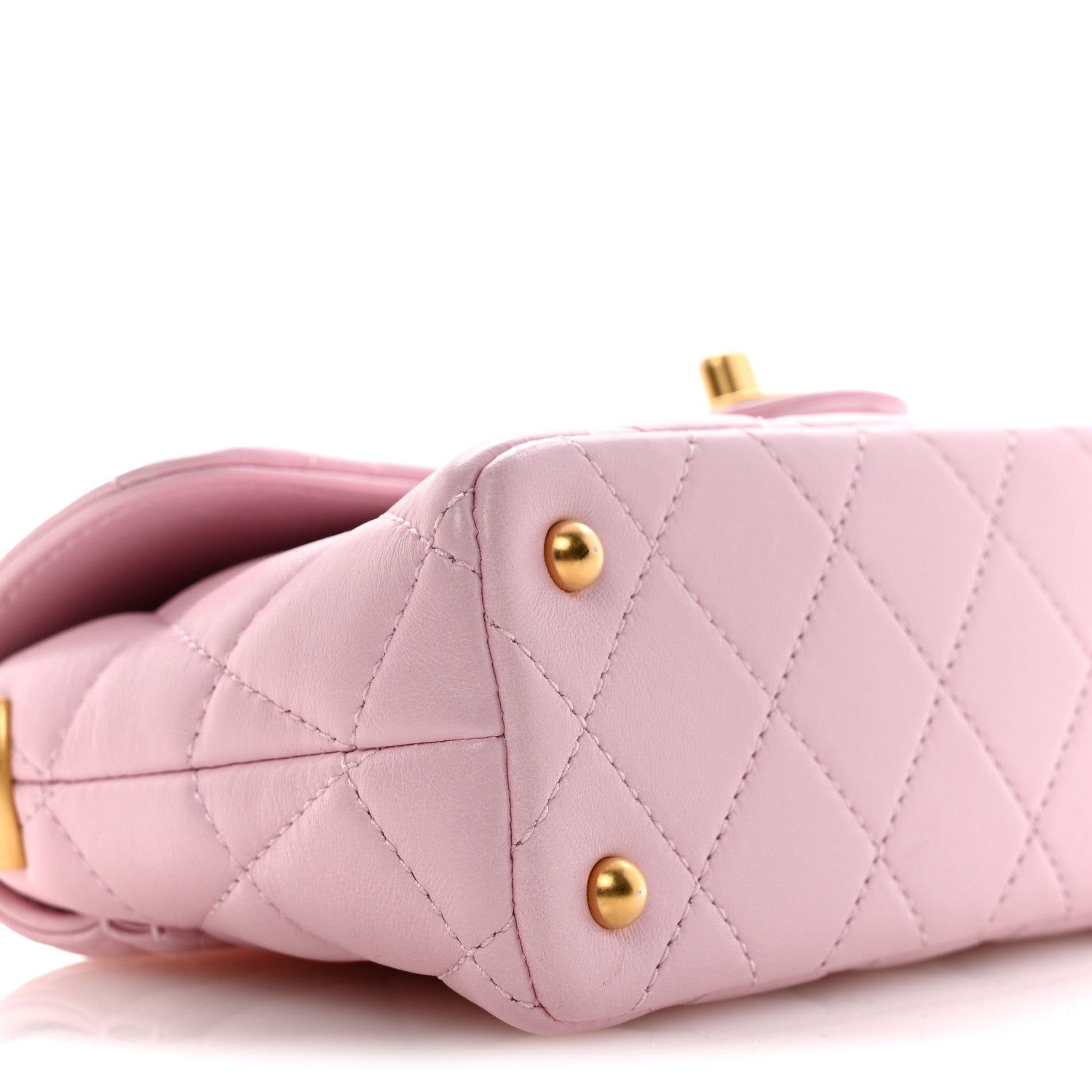 Lambskin Quilted Mini Flap Top Handle Bag Light Pink
