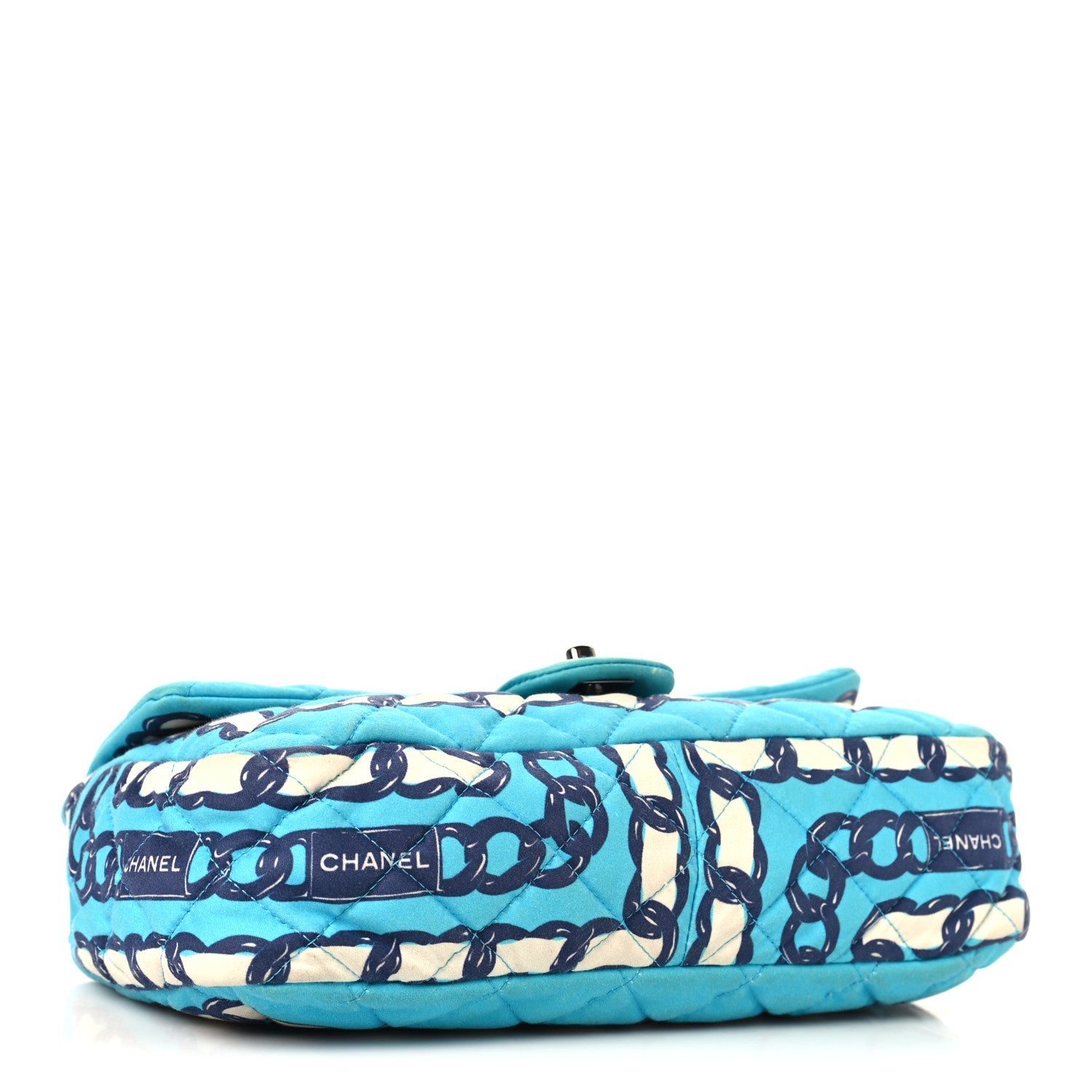 Silk Chain Printed Medium Single Flap Blue
