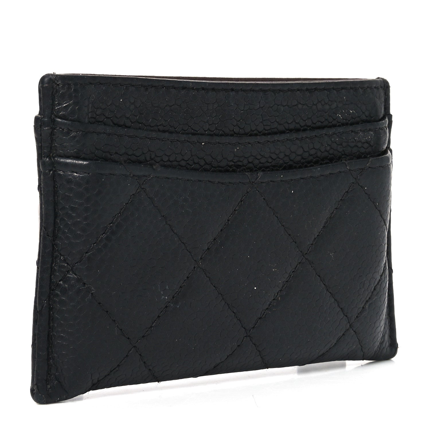Caviar Quilted Card Holder Black