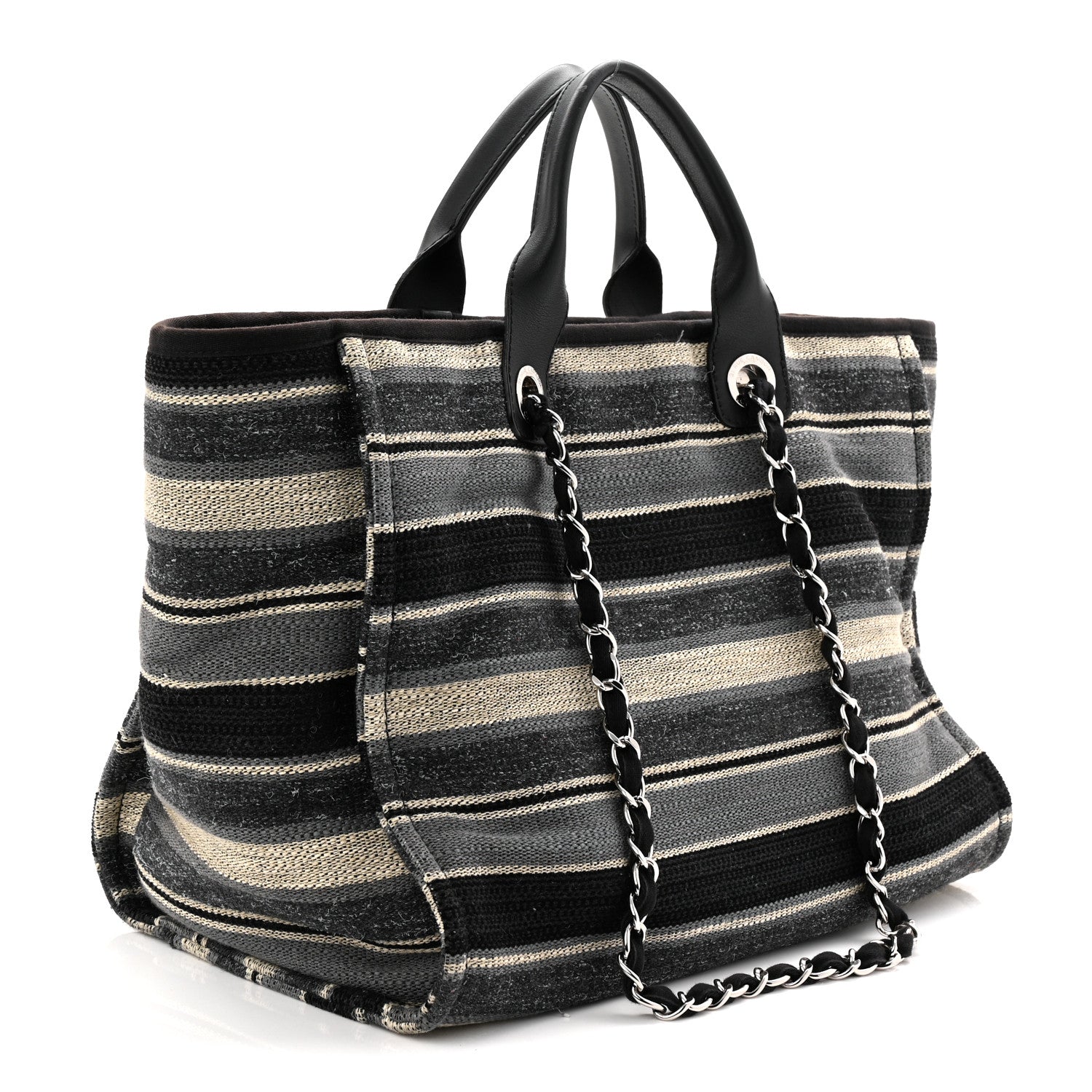 Striped Canvas Medium Deauville Black