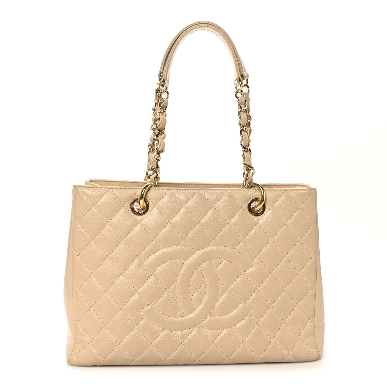 Caviar Quilted Grand Shopping Tote GST Beige Clair