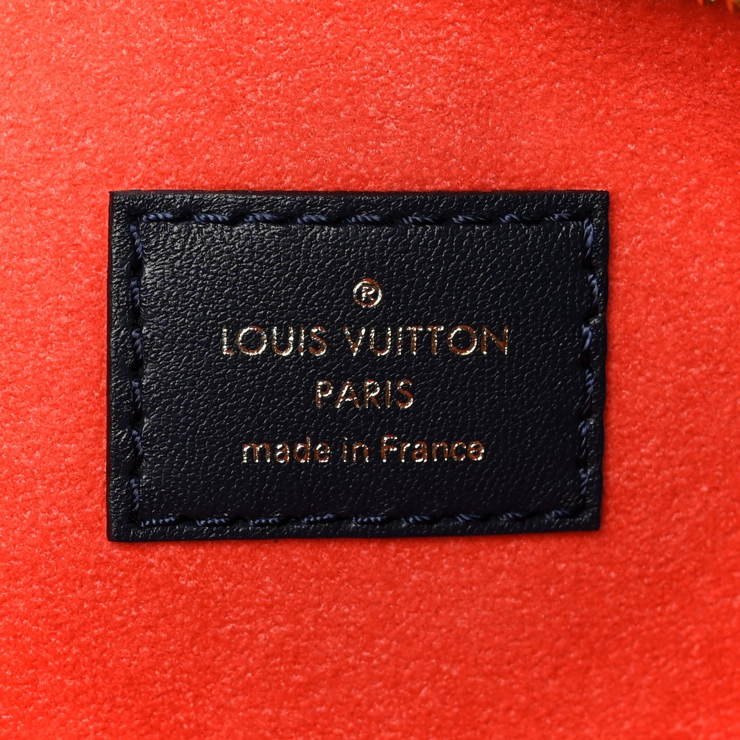 Lambskin Embossed Monogram LV Garden Coussin MM Navy Blue