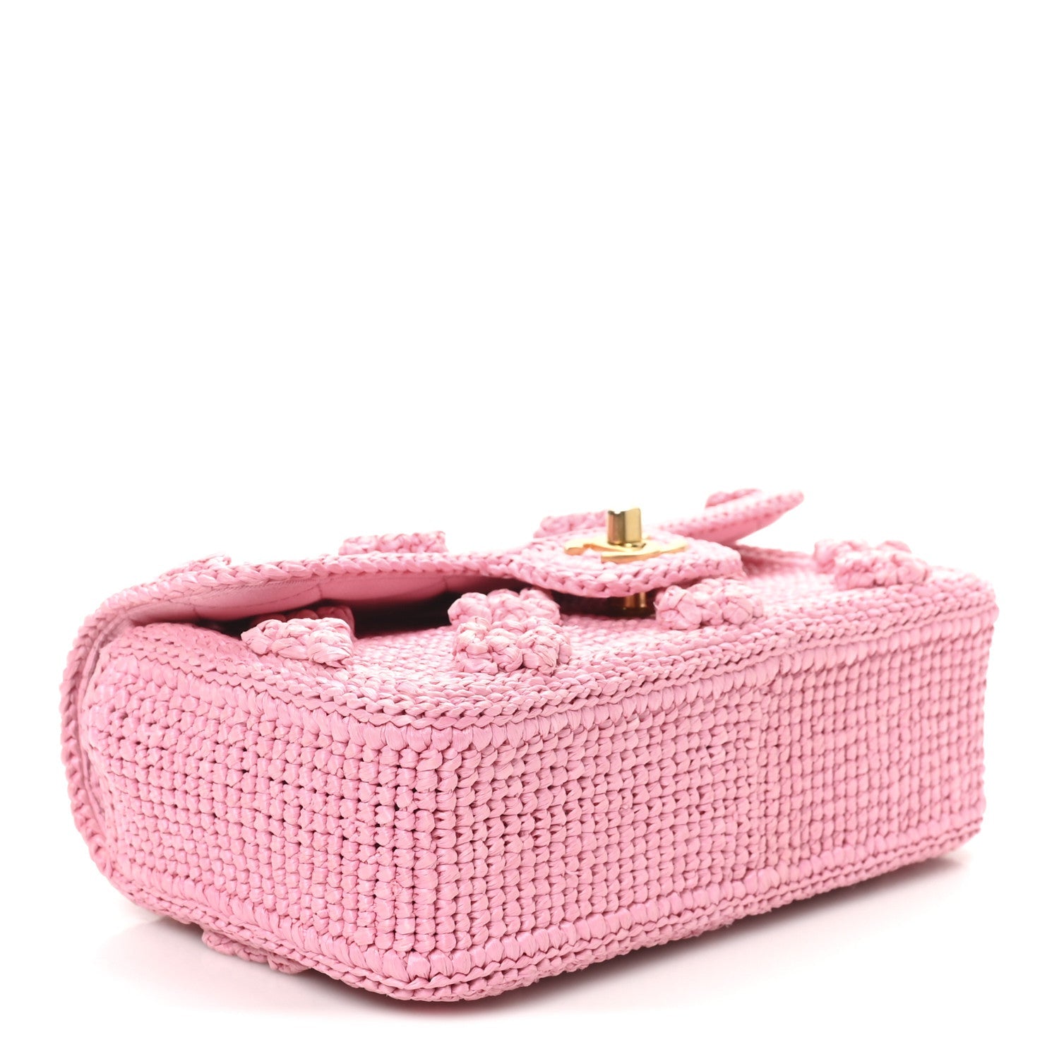 Raffia Small Dolce Raffia Flap Bag Pink
