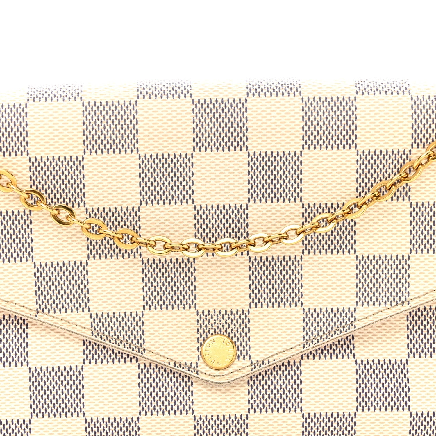 Damier Azur Pochette Felicie Chain Wallet Rose Ballerine