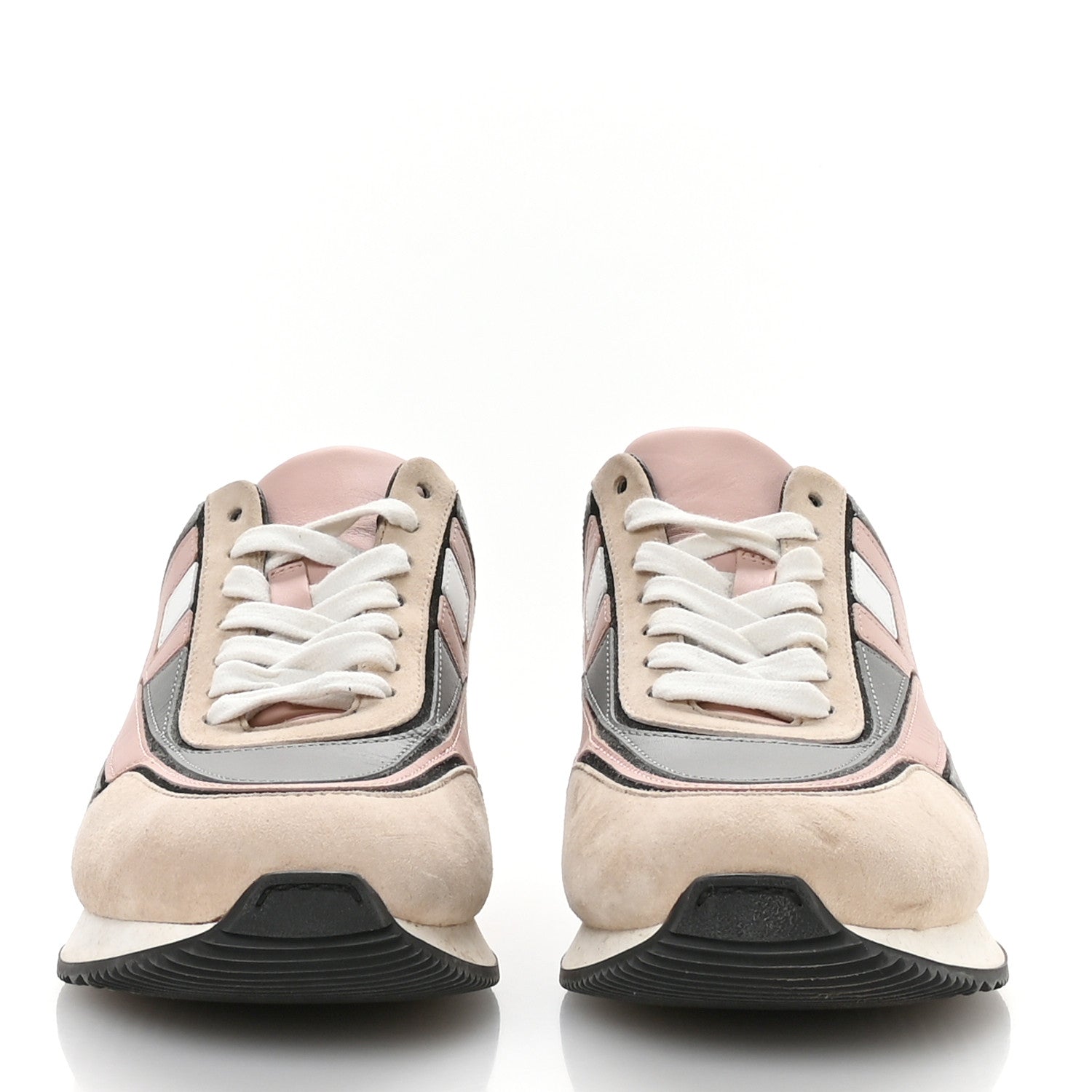 Calfskin Suede Goatskin Womens Chris Sneakers 39.5 Gris D'Hiver