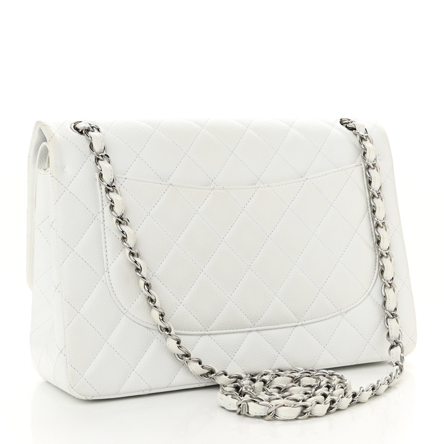 Caviar Quilted Jumbo Double Flap White