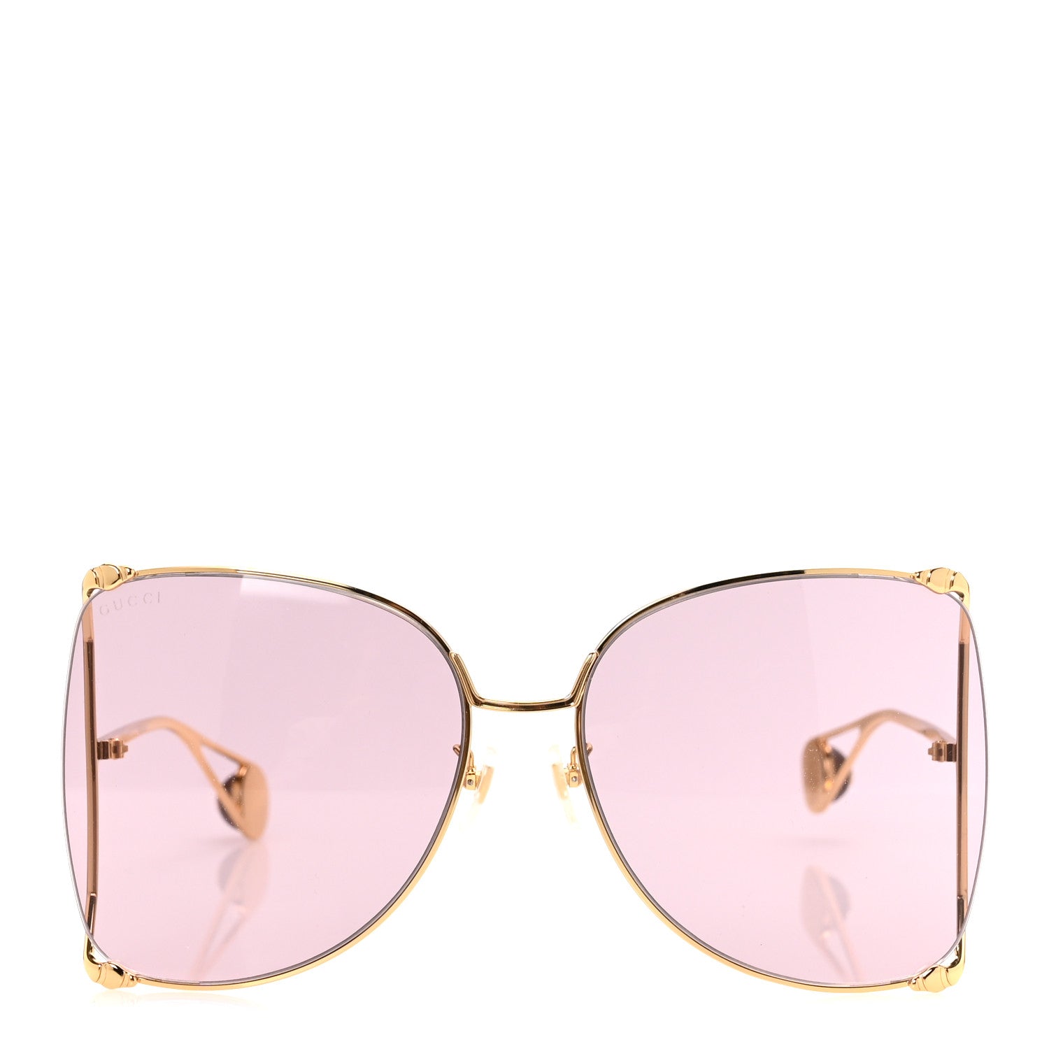 Metal Oversized Round Sunglasses GG0252S Gold Pink